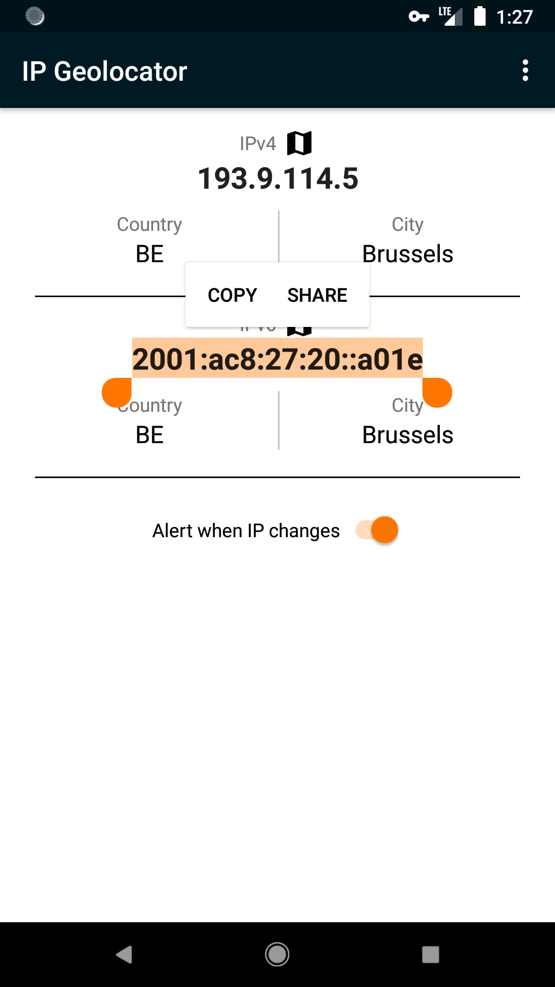 اسکرین شات برنامه IP Address & Geolocation (IPv4 2