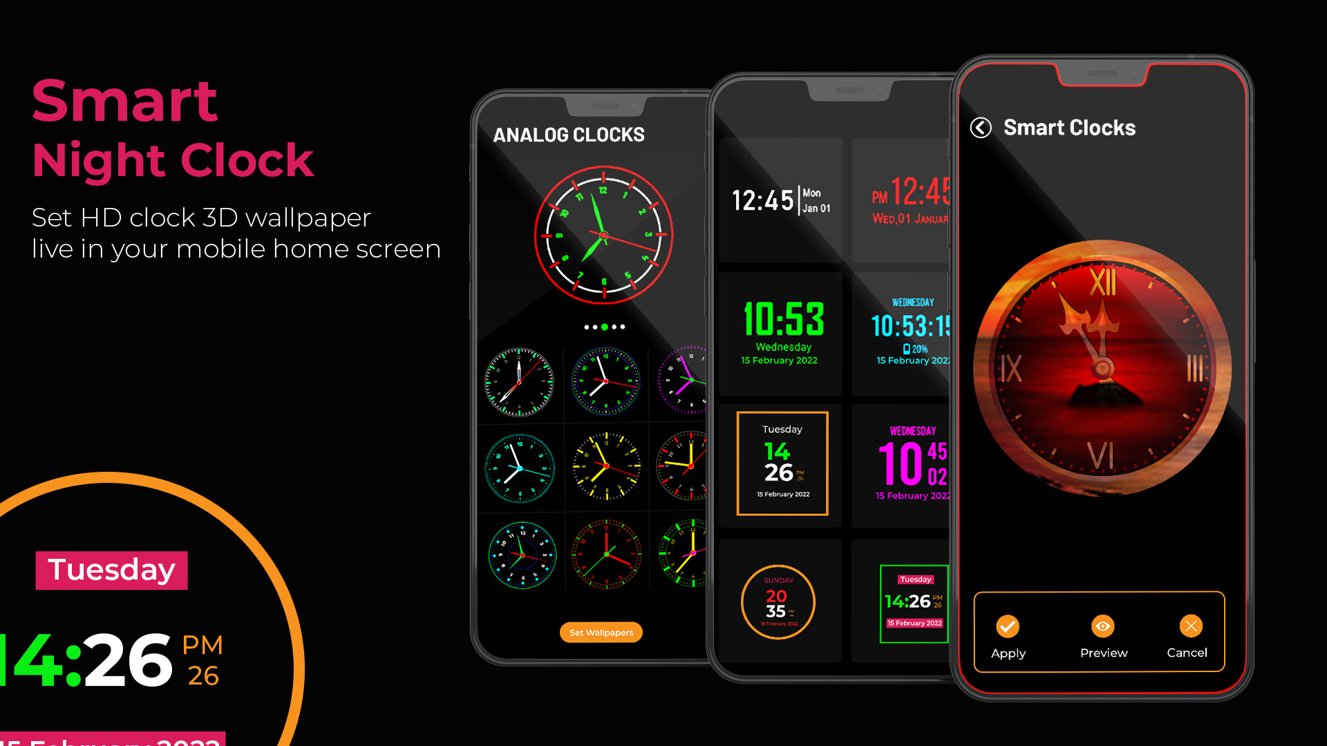 اسکرین شات 2 برنامه Lock Screen Smart Night Clock