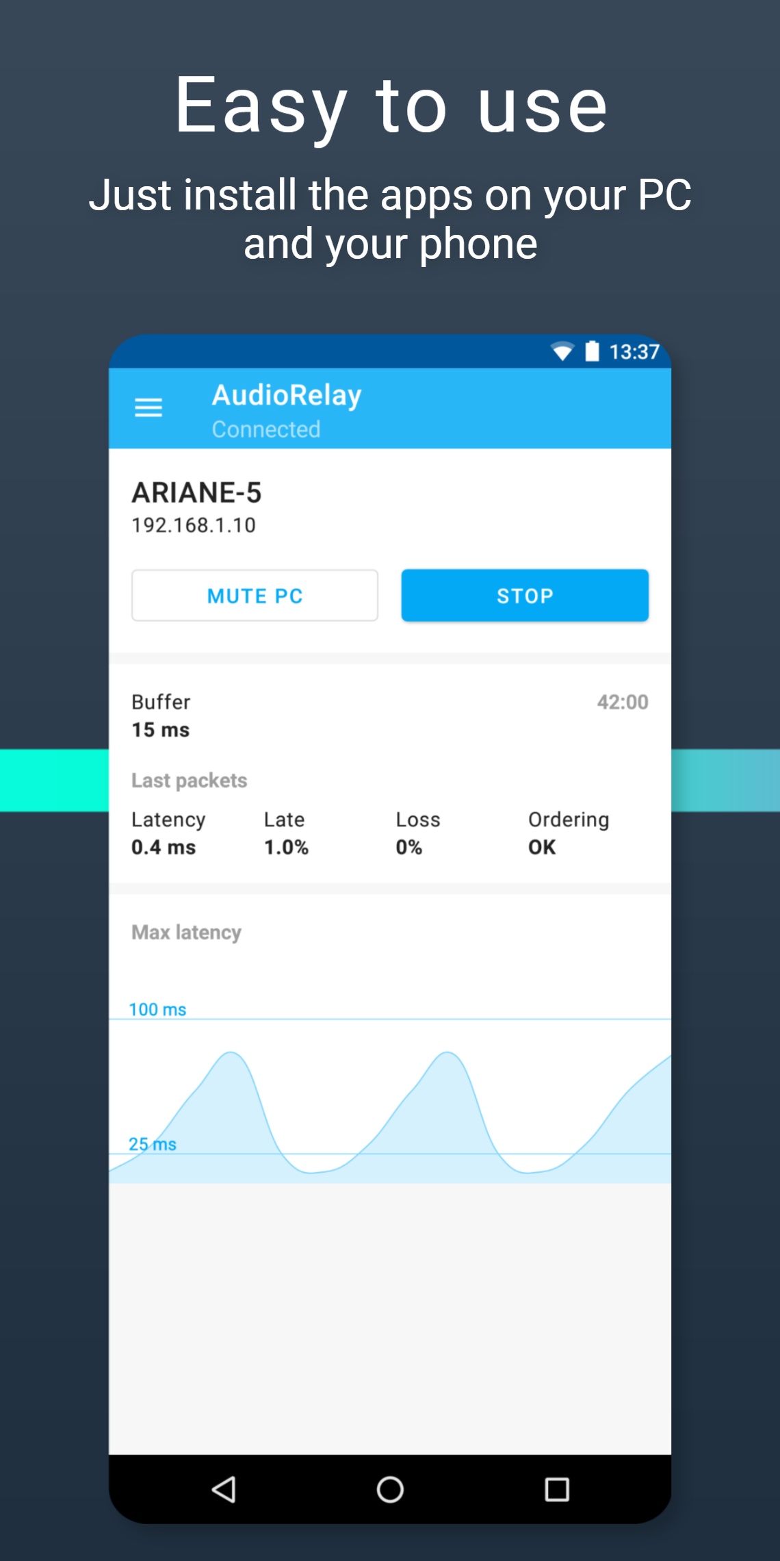 اسکرین شات 2 برنامه AudioRelay: Stream audio & mic