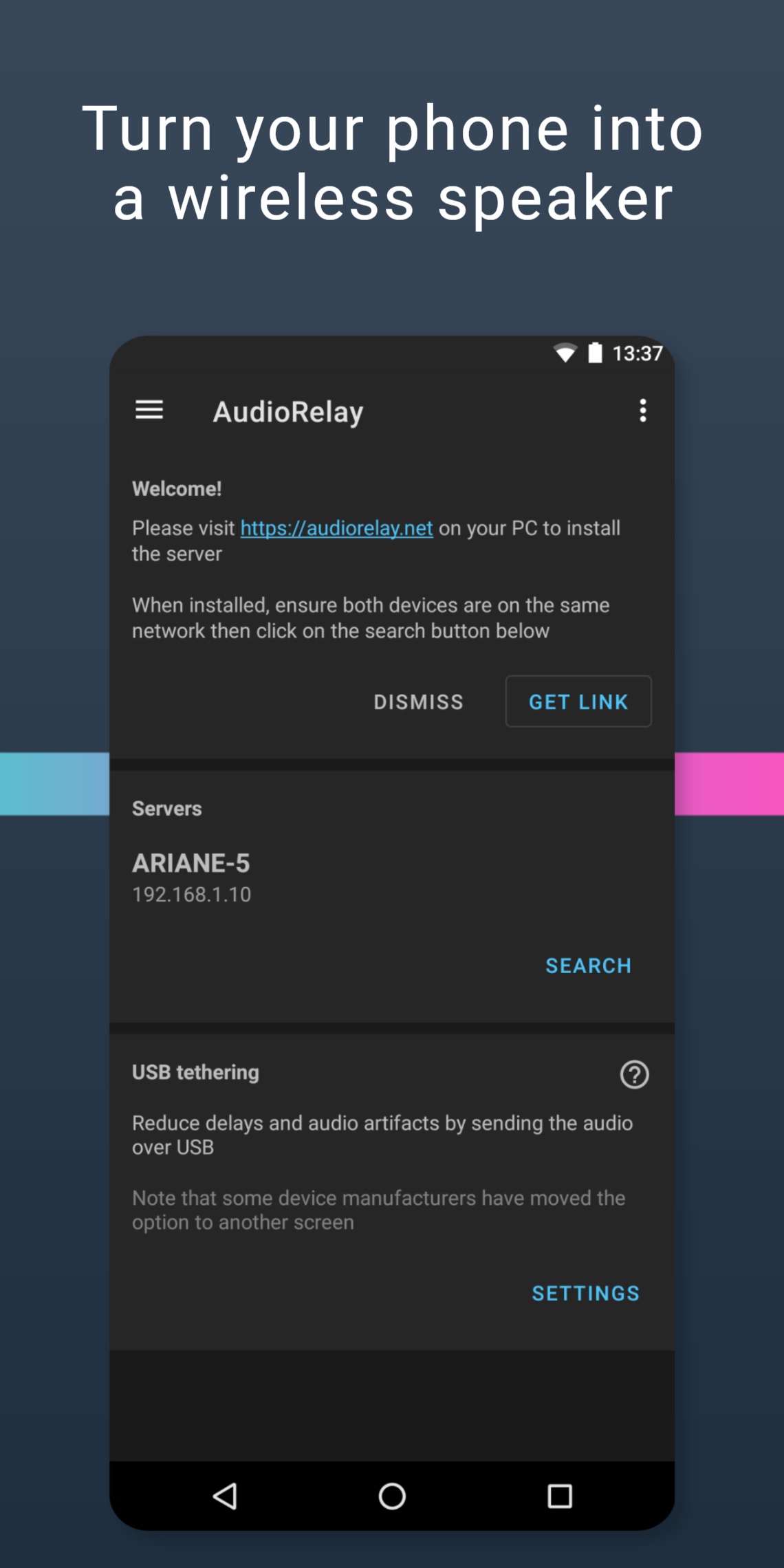 اسکرین شات 3 برنامه AudioRelay: Stream audio & mic
