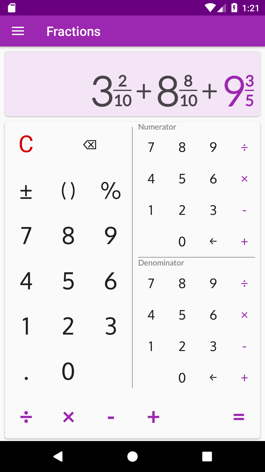 اسکرین شات برنامه Fractions: calculate & compare 4