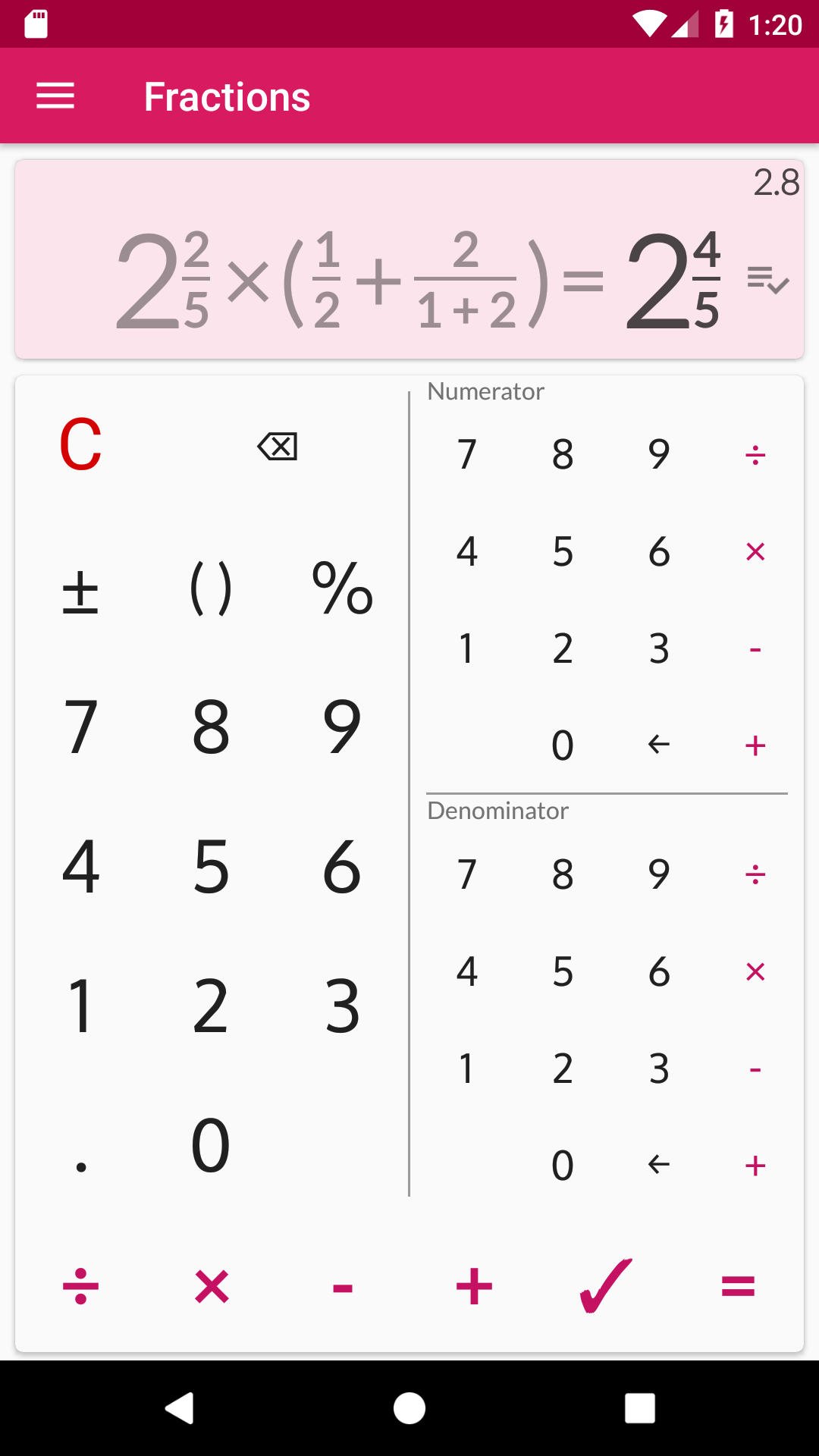 اسکرین شات برنامه Fractions: calculate & compare 3