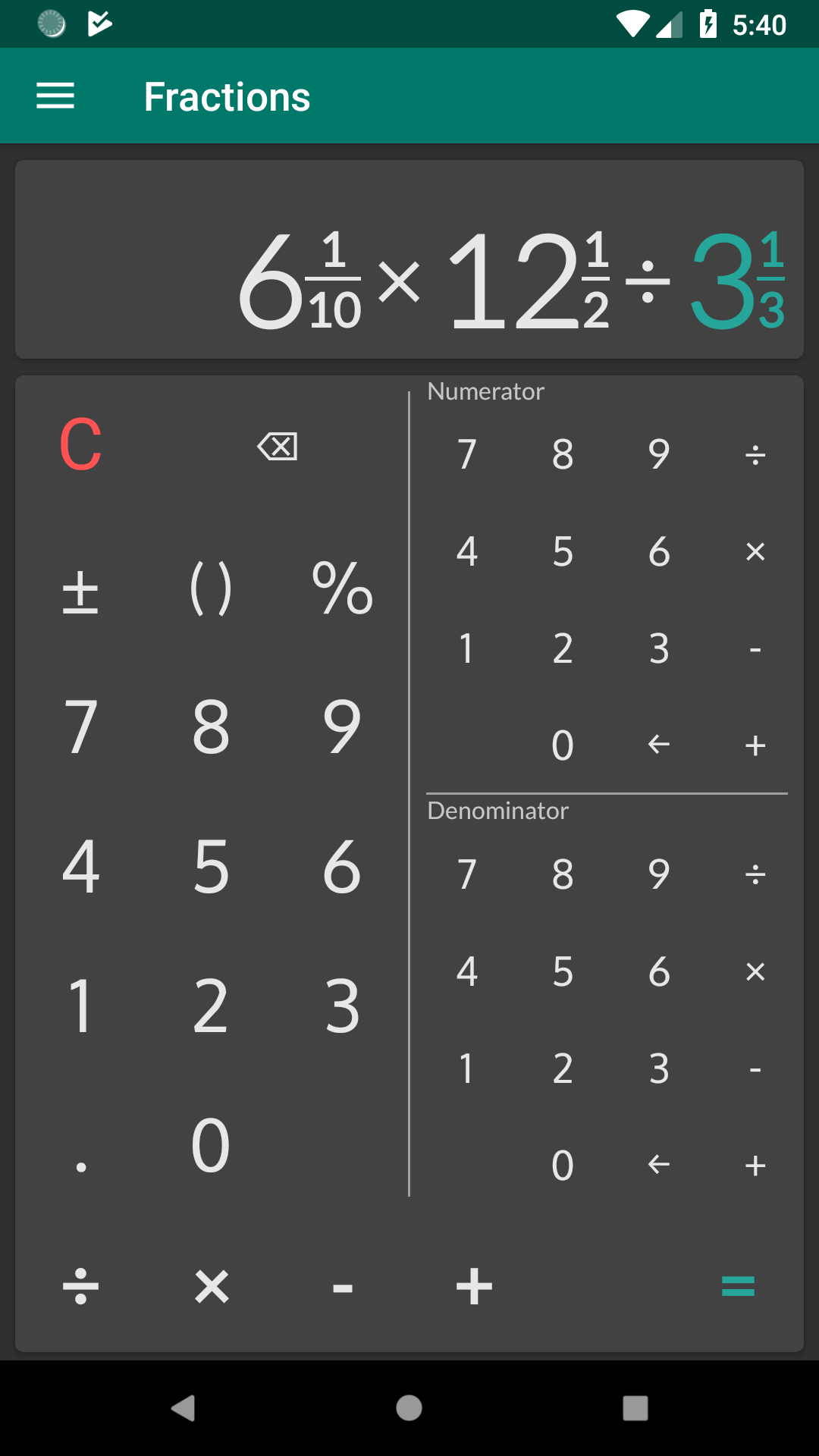 اسکرین شات برنامه Fractions: calculate & compare 6