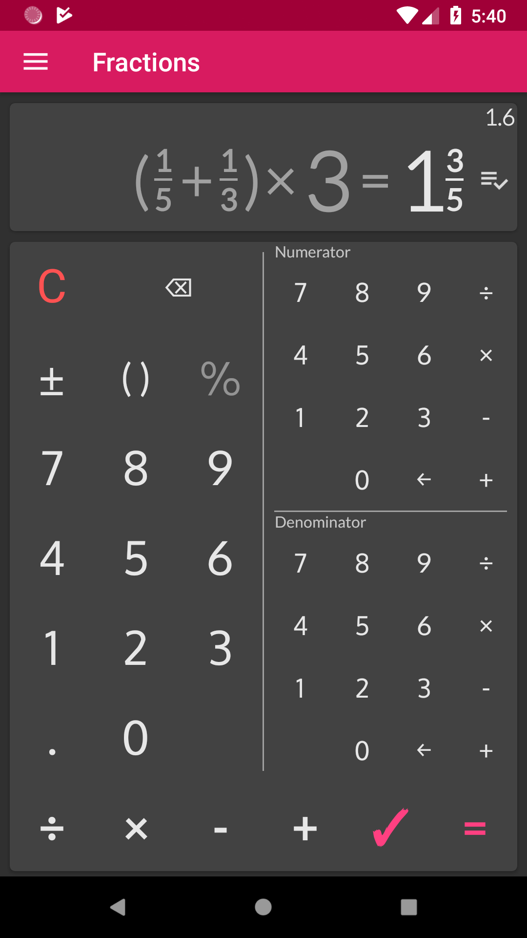 اسکرین شات برنامه Fractions: calculate & compare 7