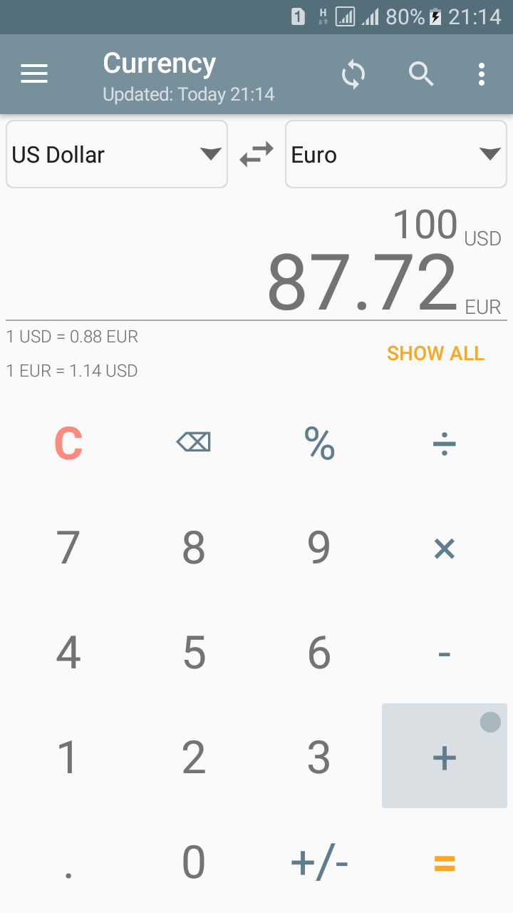 اسکرین شات 2 برنامه Unit Converter Calculator Plus