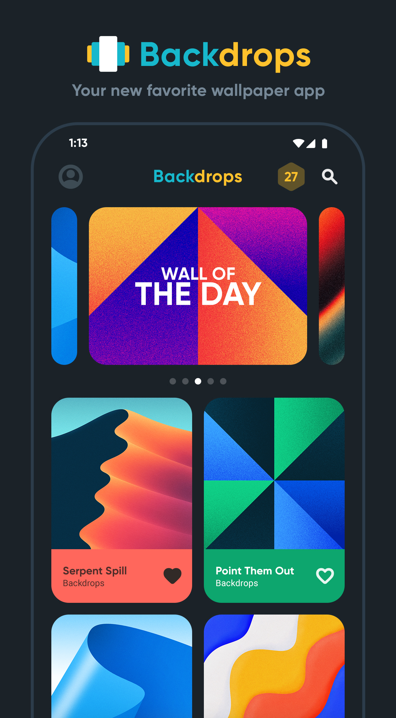 اسکرین شات 1 برنامه Backdrops - Wallpapers