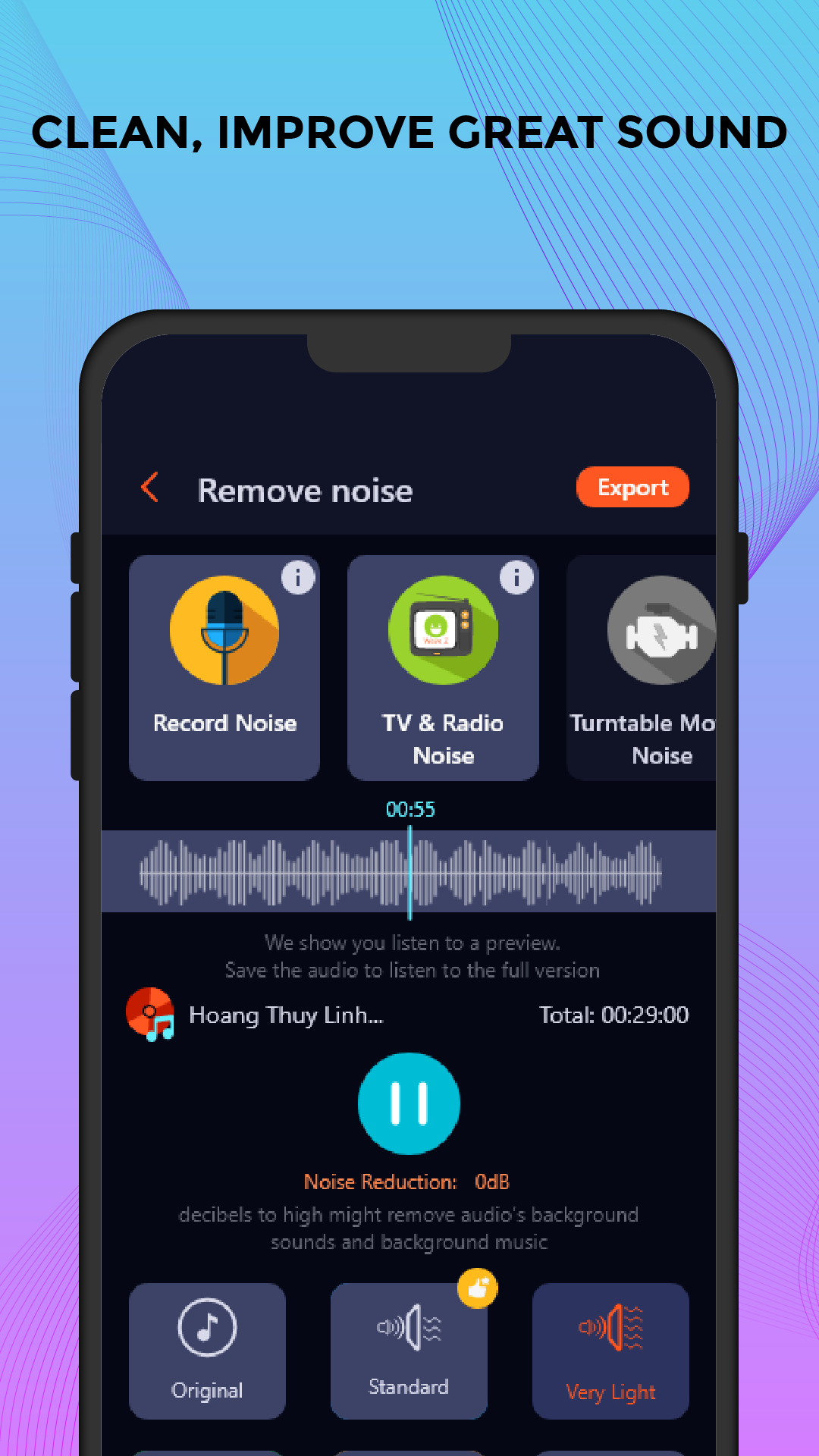 اسکرین شات 2 برنامه Remove noise: Reduce noise mp3