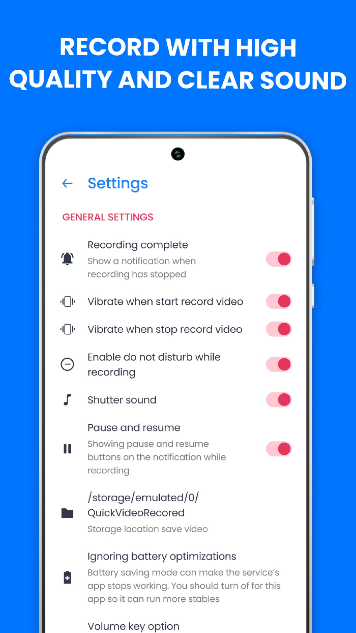 اسکرین شات 2 برنامه Background Video Recorder