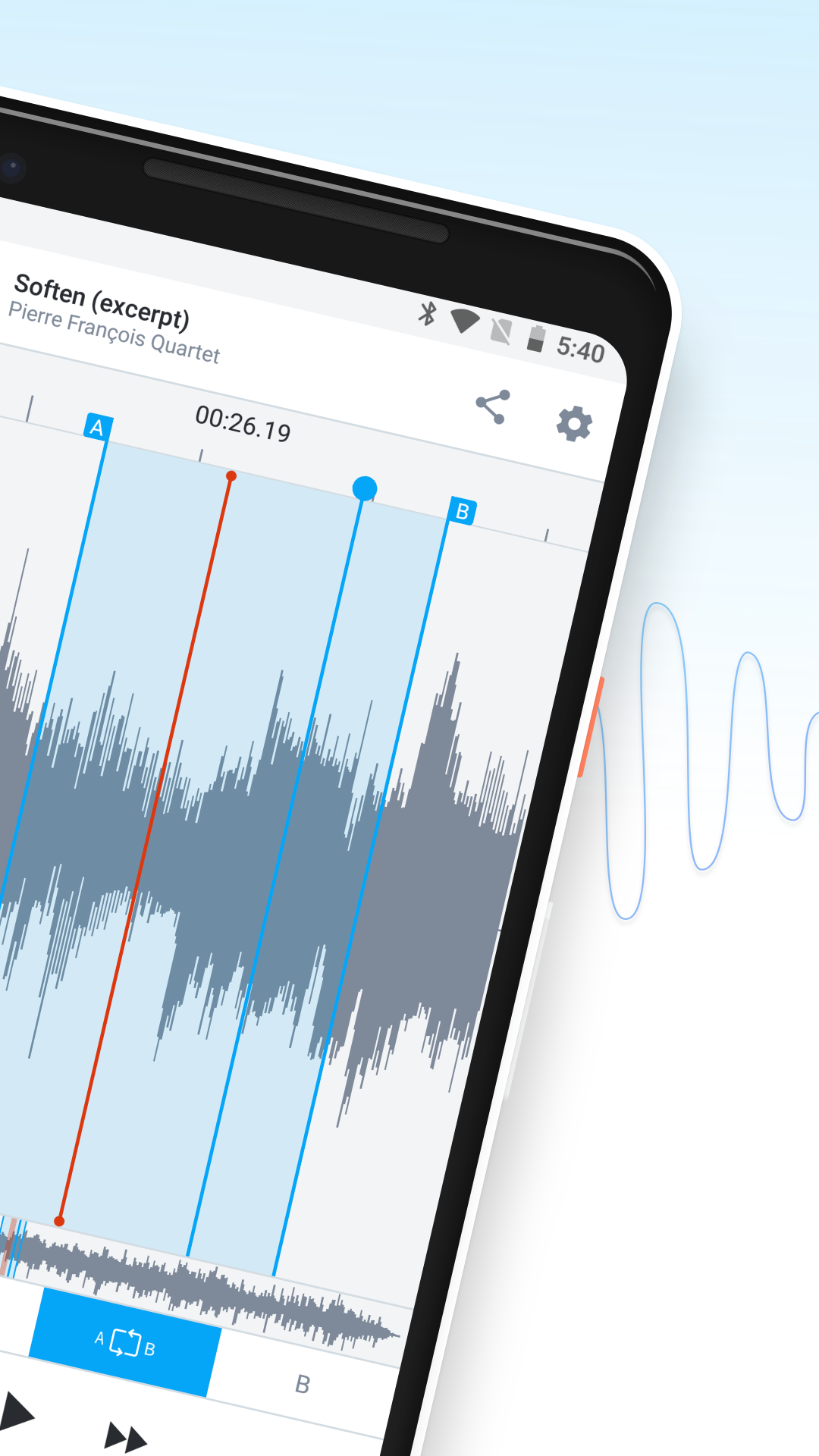 اسکرین شات 2 برنامه AudioStretch:Music Pitch Tool