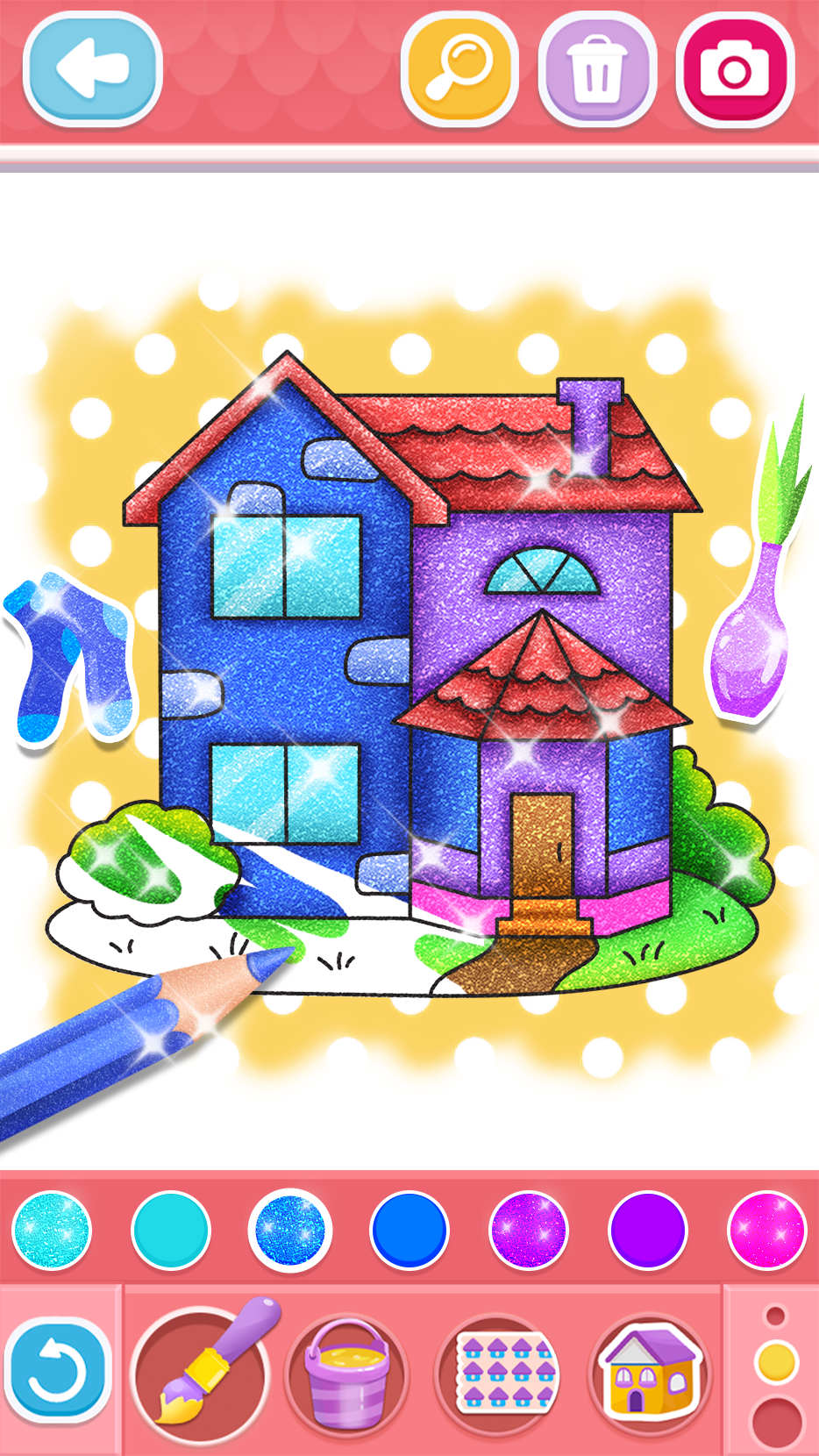 اسکرین شات 7 بازی Glitter House coloring for kid