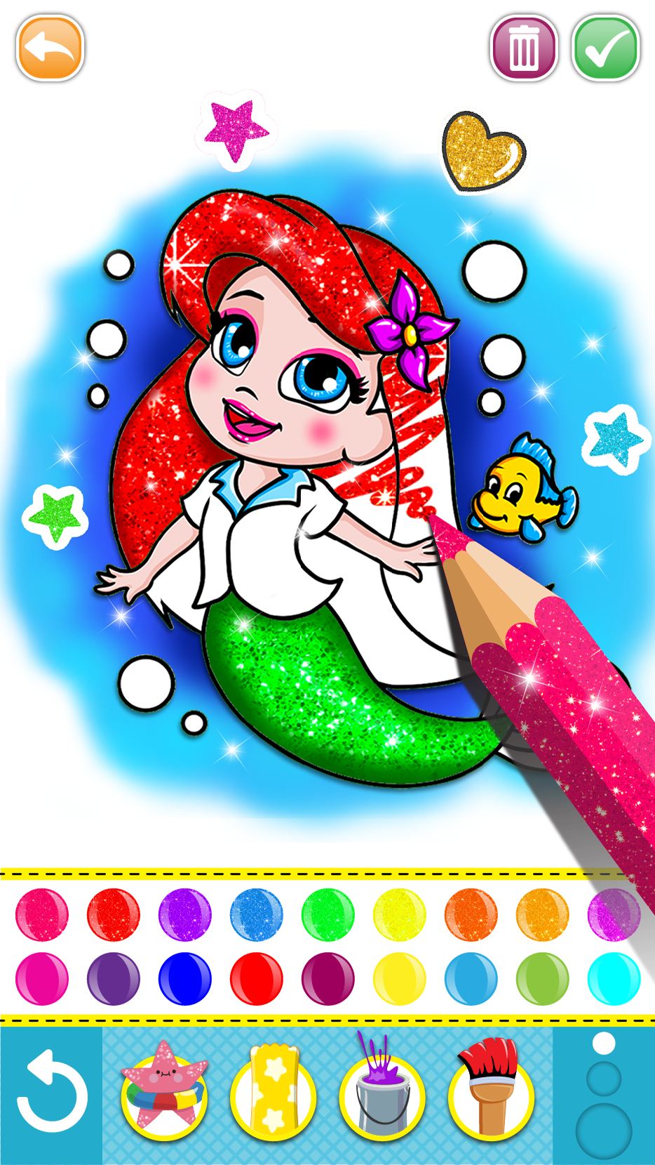 اسکرین شات 3 برنامه Mermaid coloring for kids