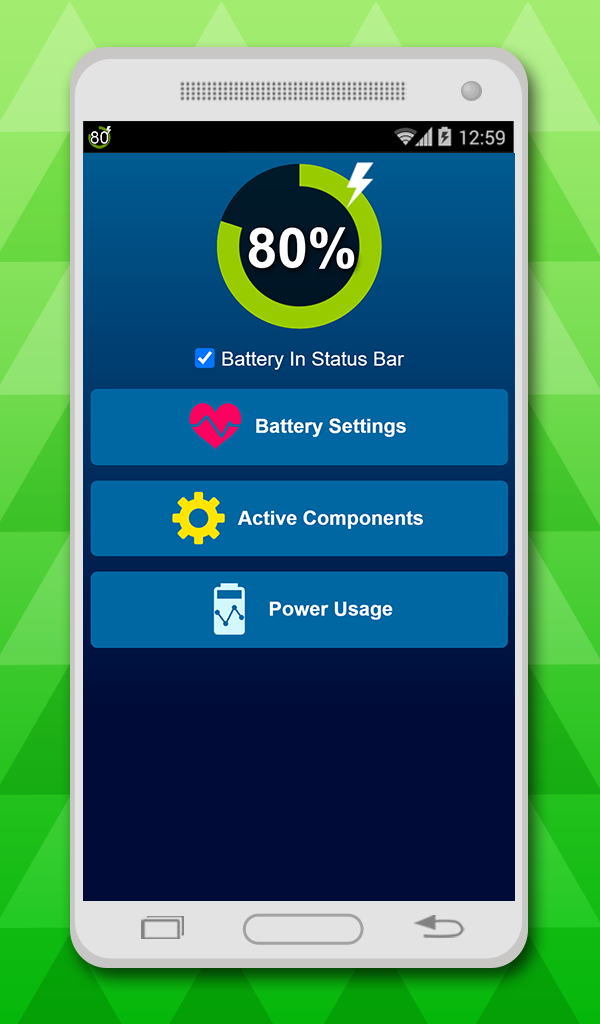 اسکرین شات 1 برنامه battery in status bar
