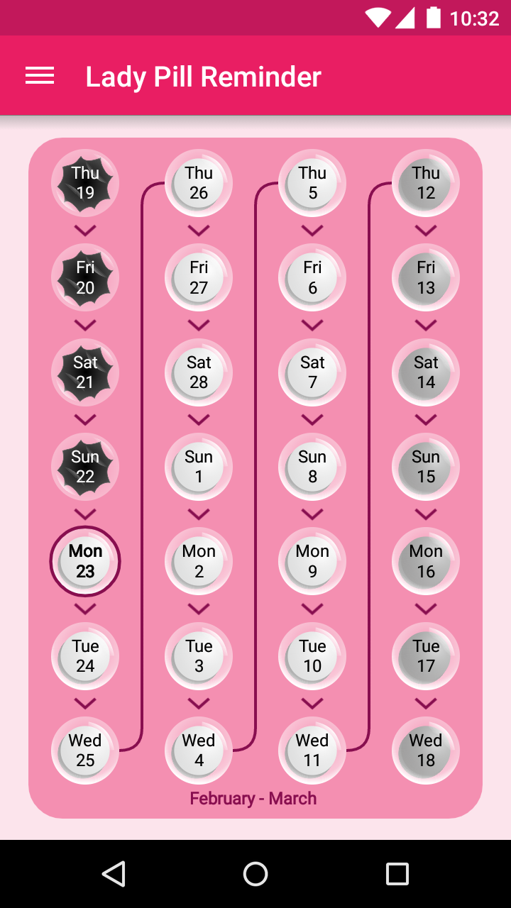 اسکرین شات 1 برنامه Lady Pill Reminder