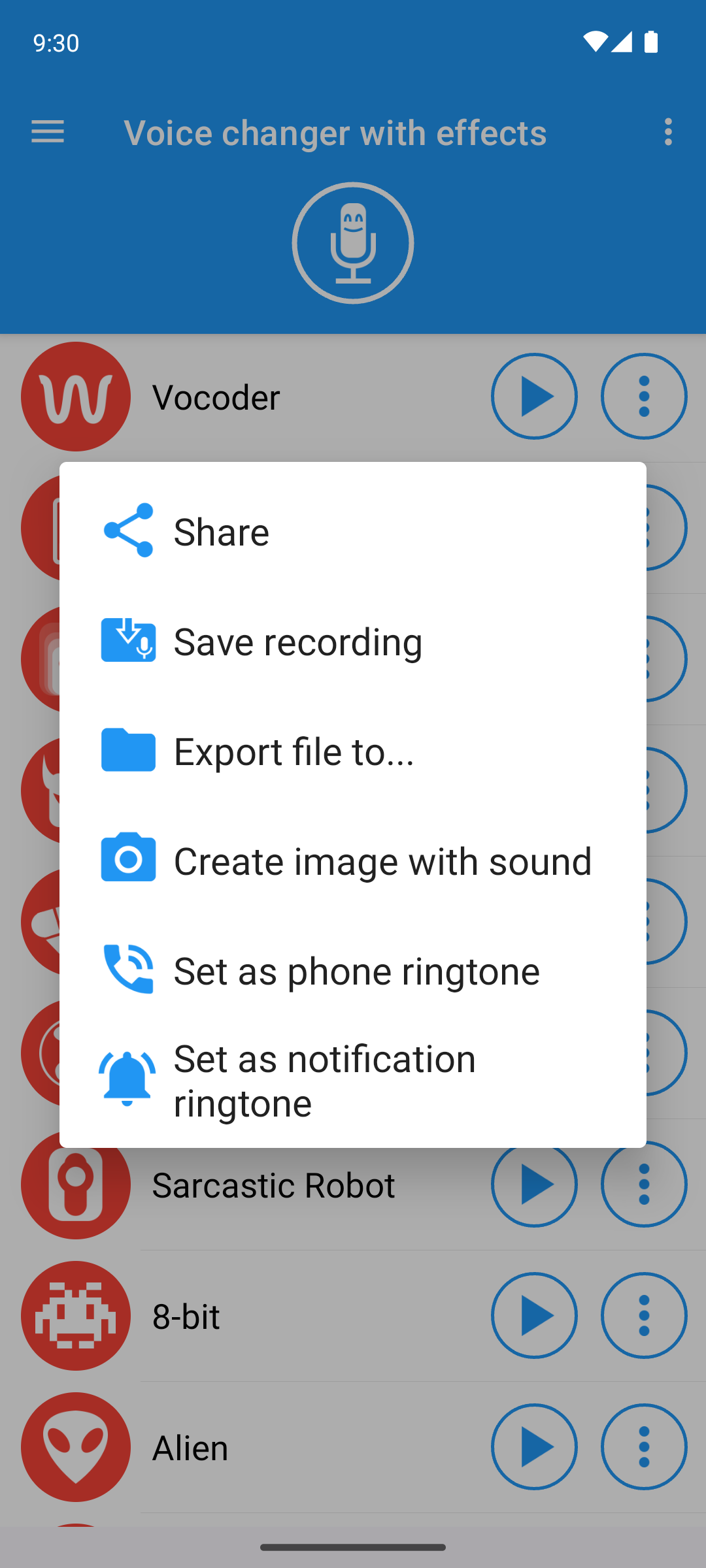 اسکرین شات 5 برنامه برنامه تغییر صدا(Voice changer with effects )