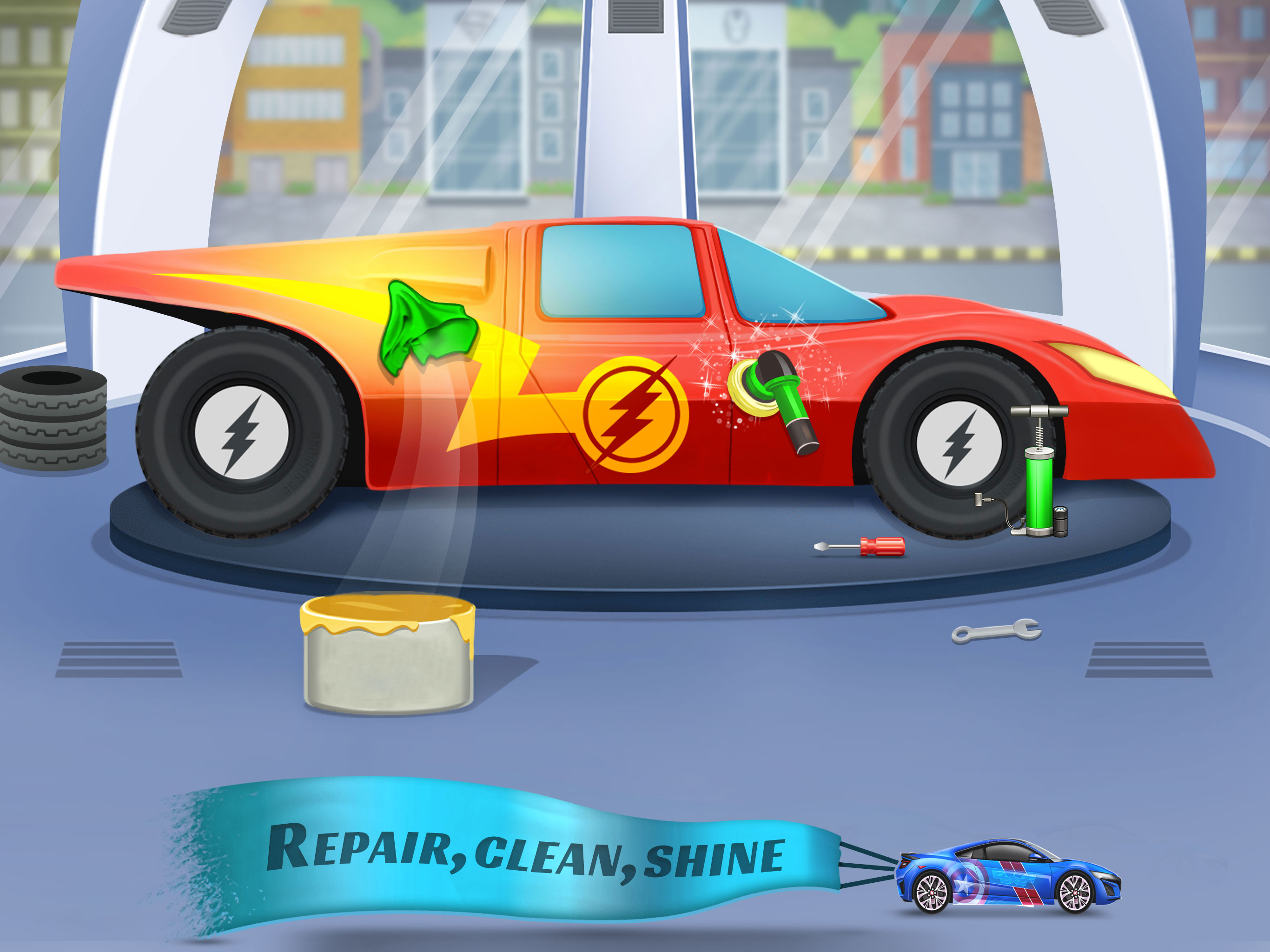 اسکرین شات 2 بازی Superhero Car Wash Car Games