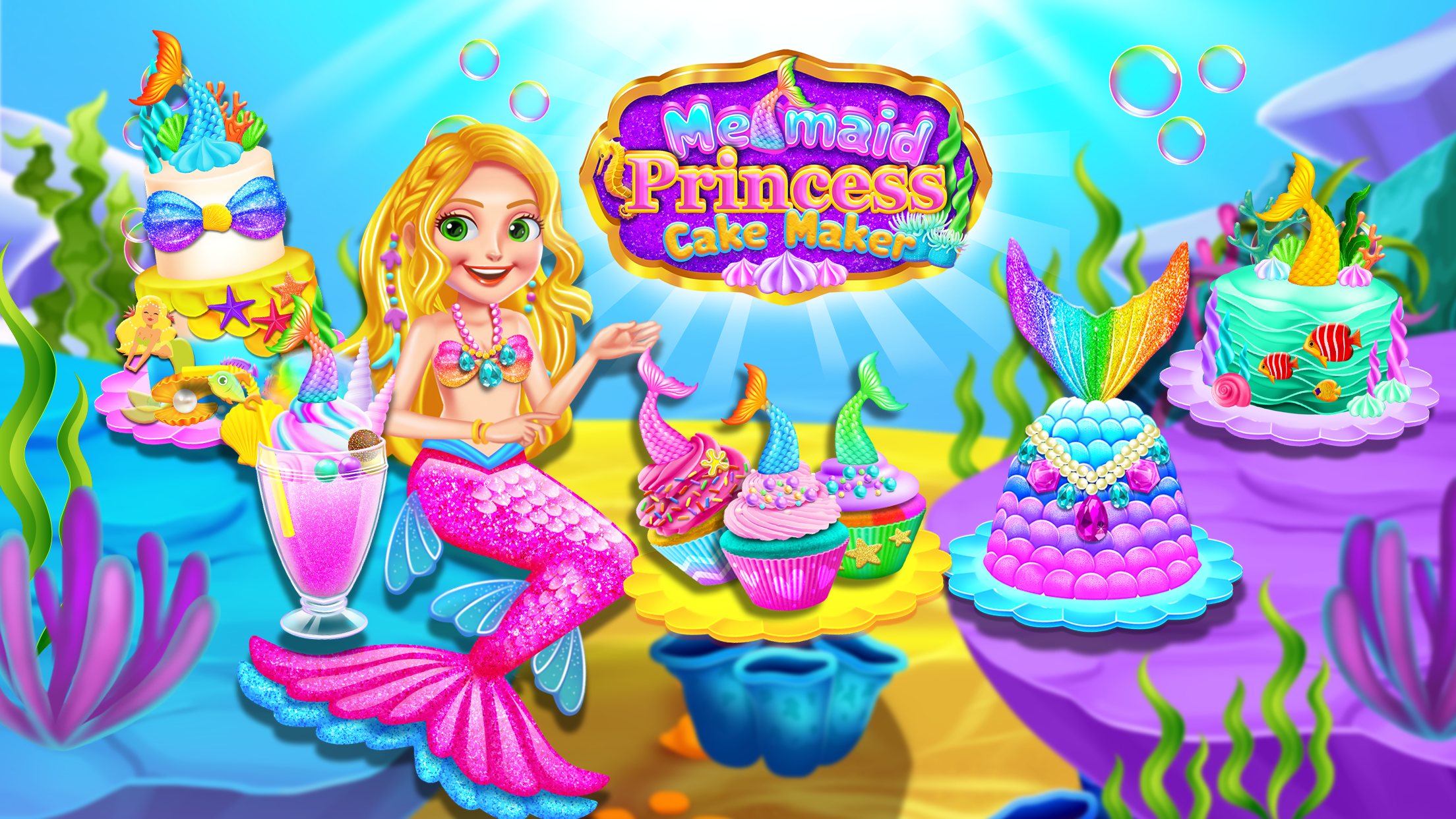 اسکرین شات 1 برنامه Mermaid Glitter Cake Maker