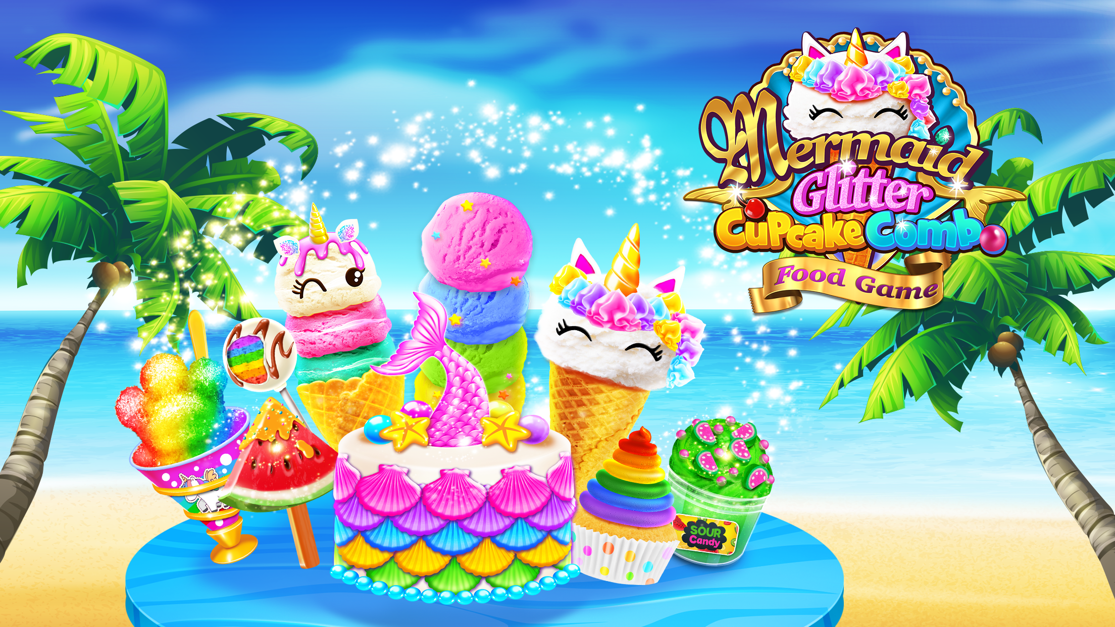 اسکرین شات 1 بازی Mermaid Glitter Cupcake Chef