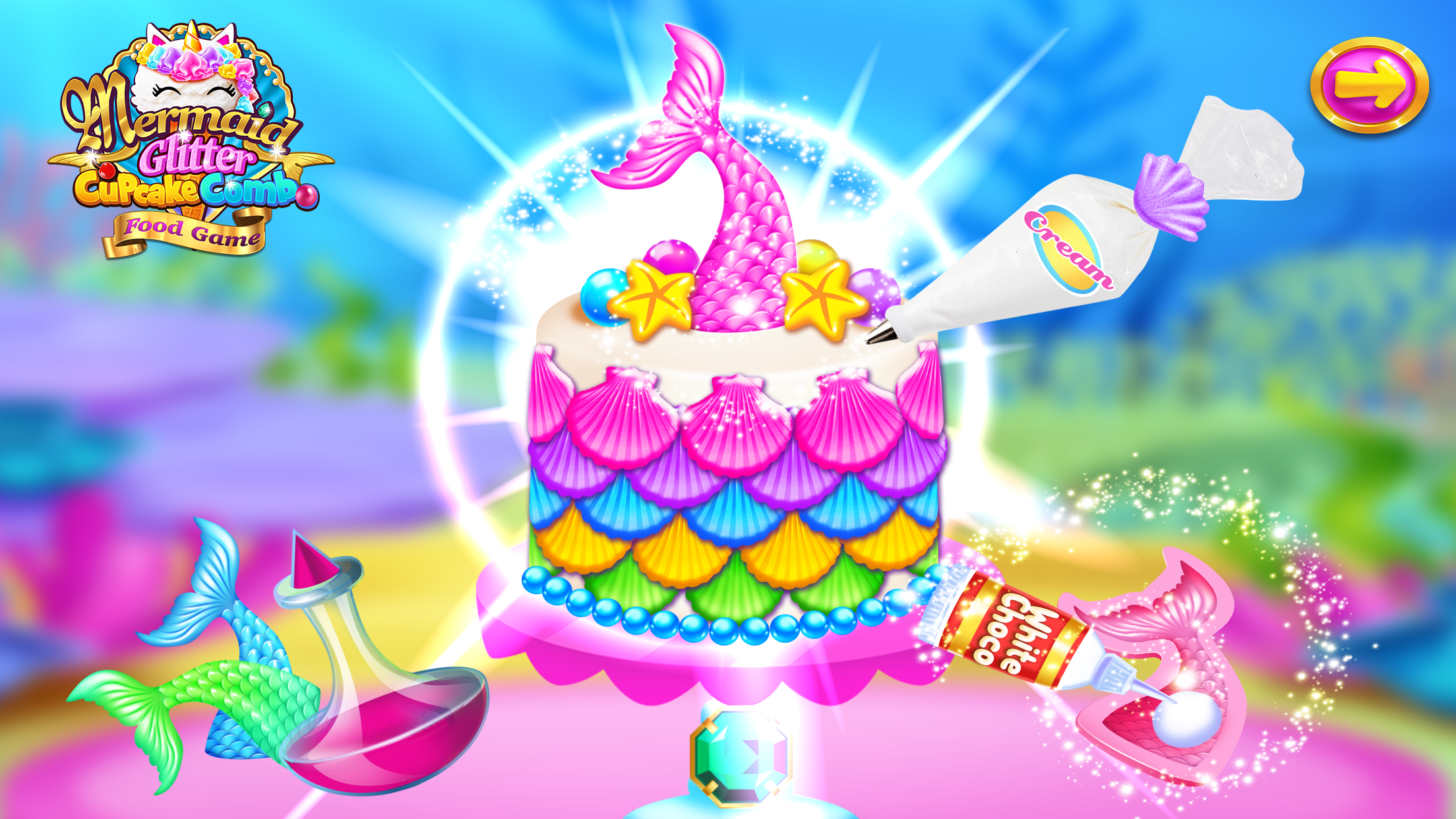 اسکرین شات 3 بازی Mermaid Glitter Cupcake Chef