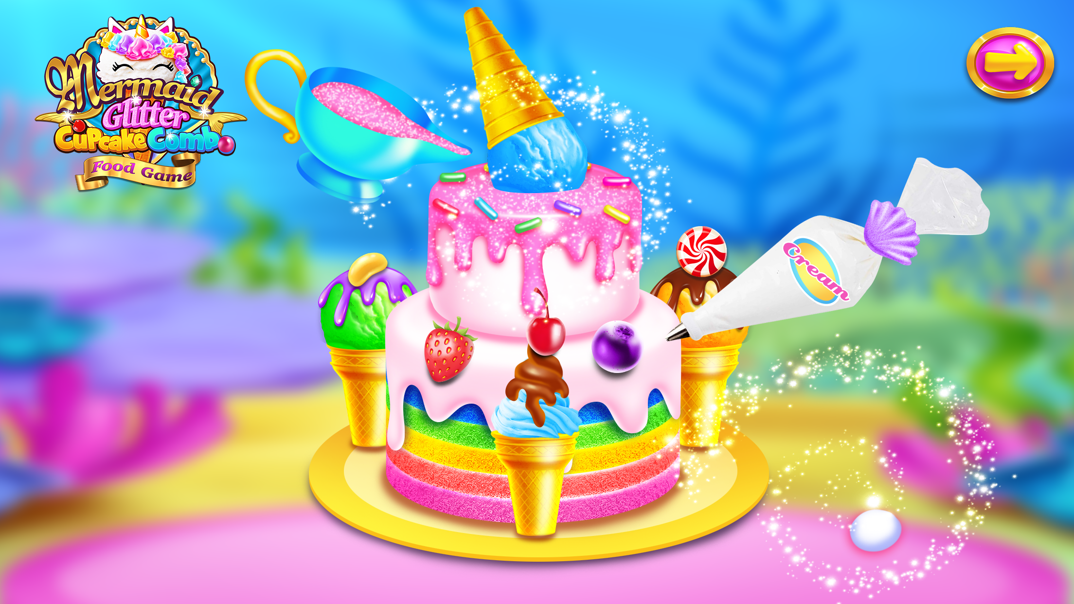 اسکرین شات 5 بازی Mermaid Glitter Cupcake Chef