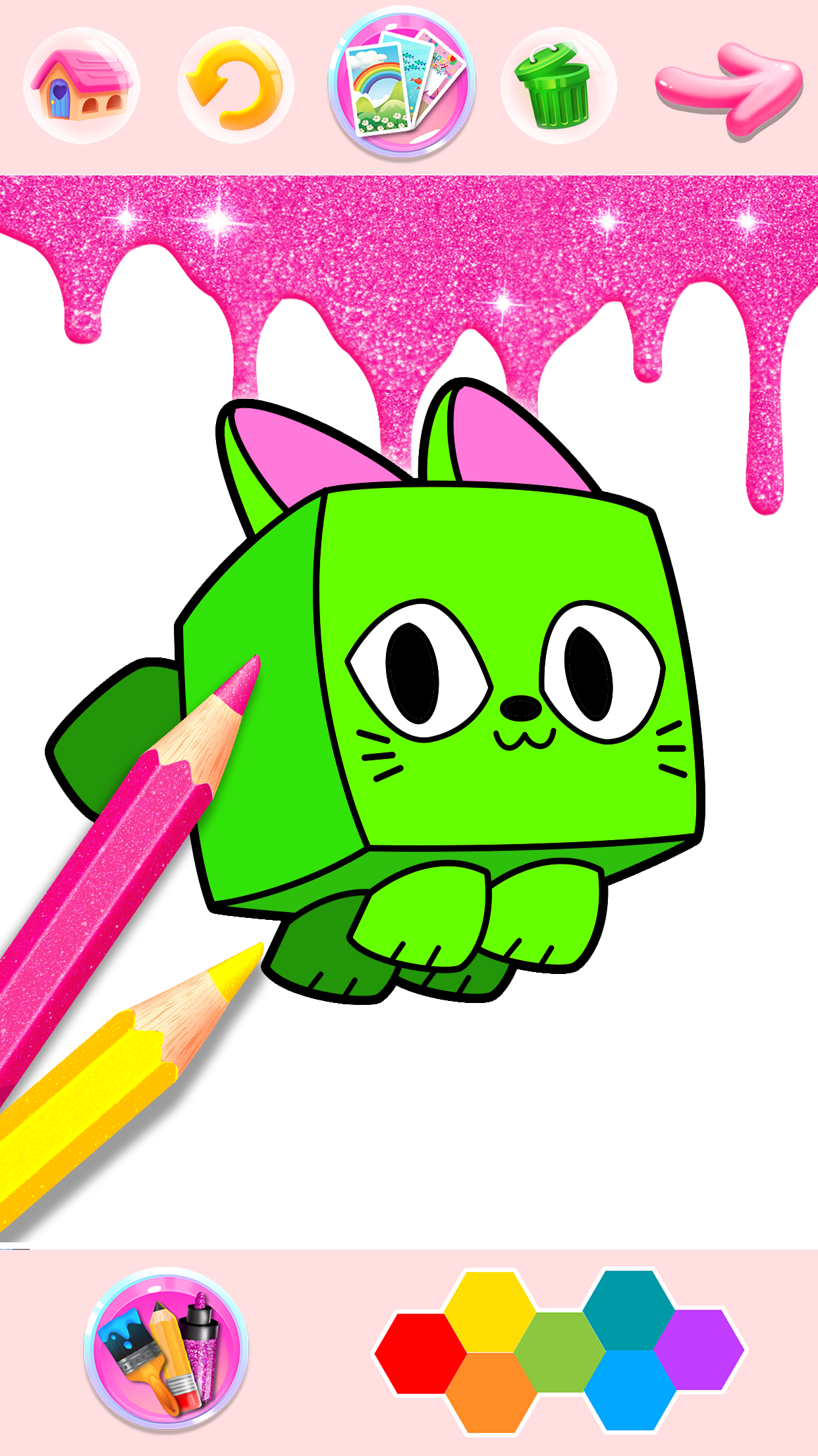 اسکرین شات 2 برنامه Rainbow Glitter Coloring Book