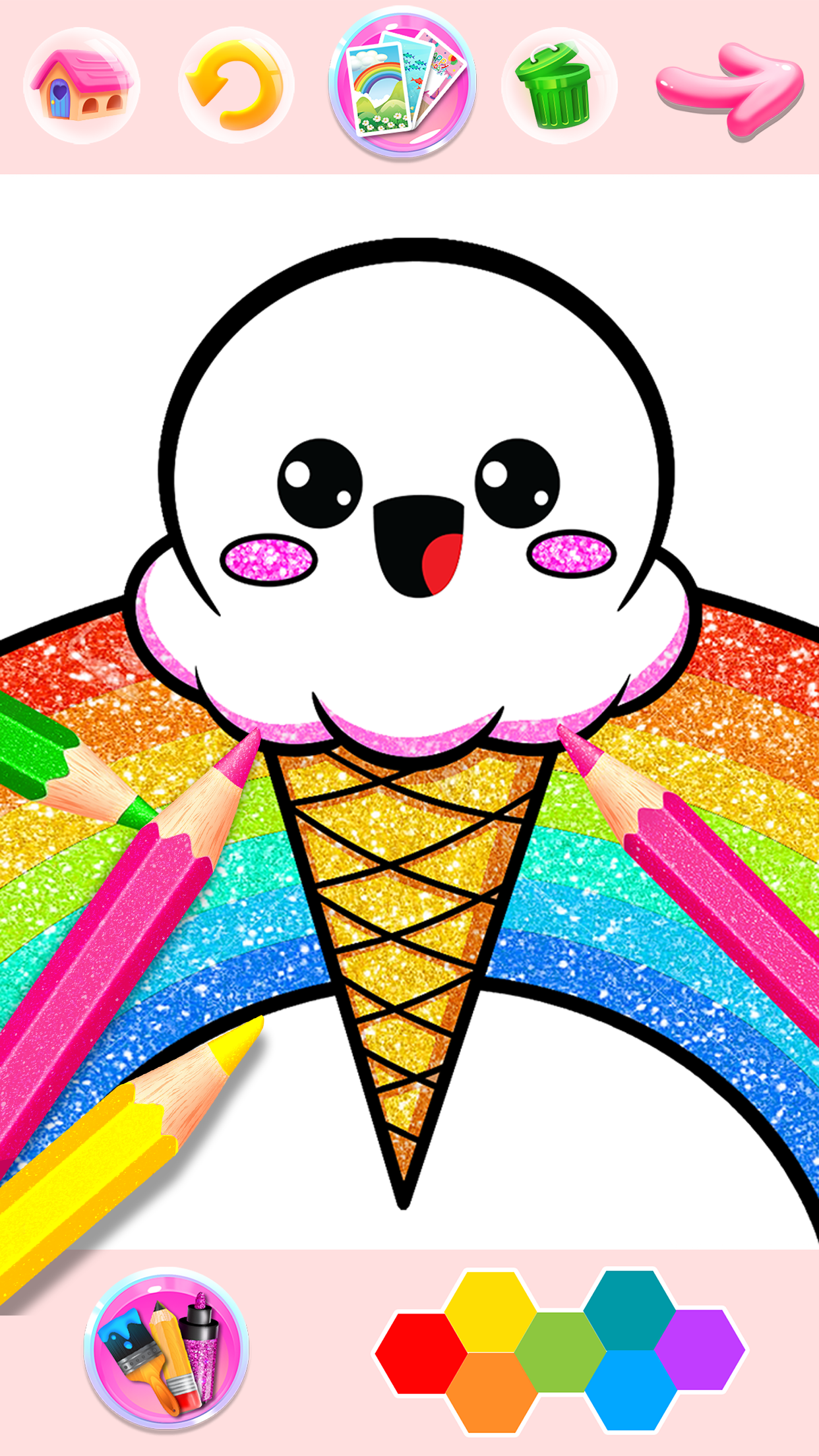اسکرین شات 3 برنامه Rainbow Glitter Coloring Book