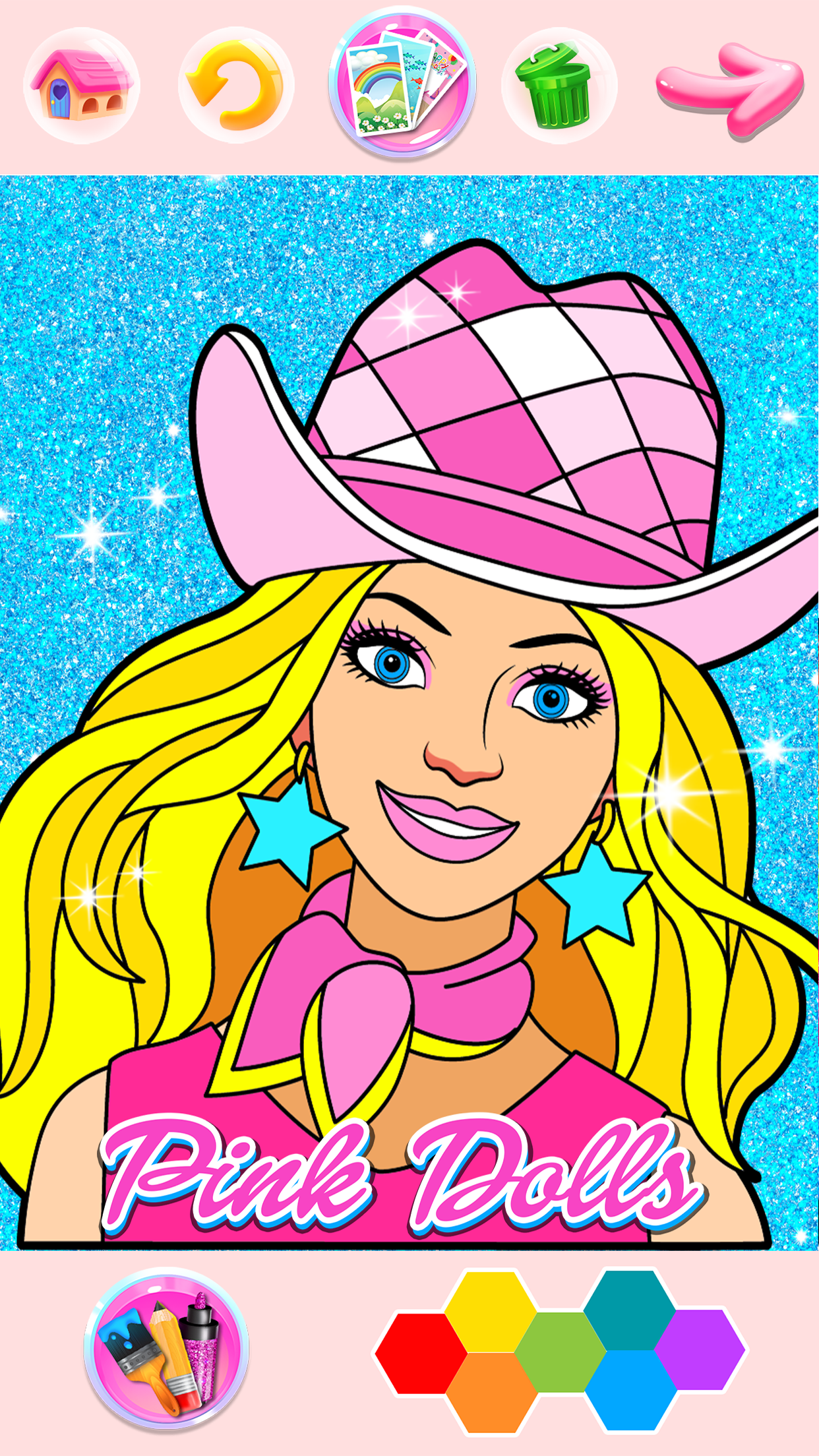 اسکرین شات 5 برنامه Rainbow Glitter Coloring Book