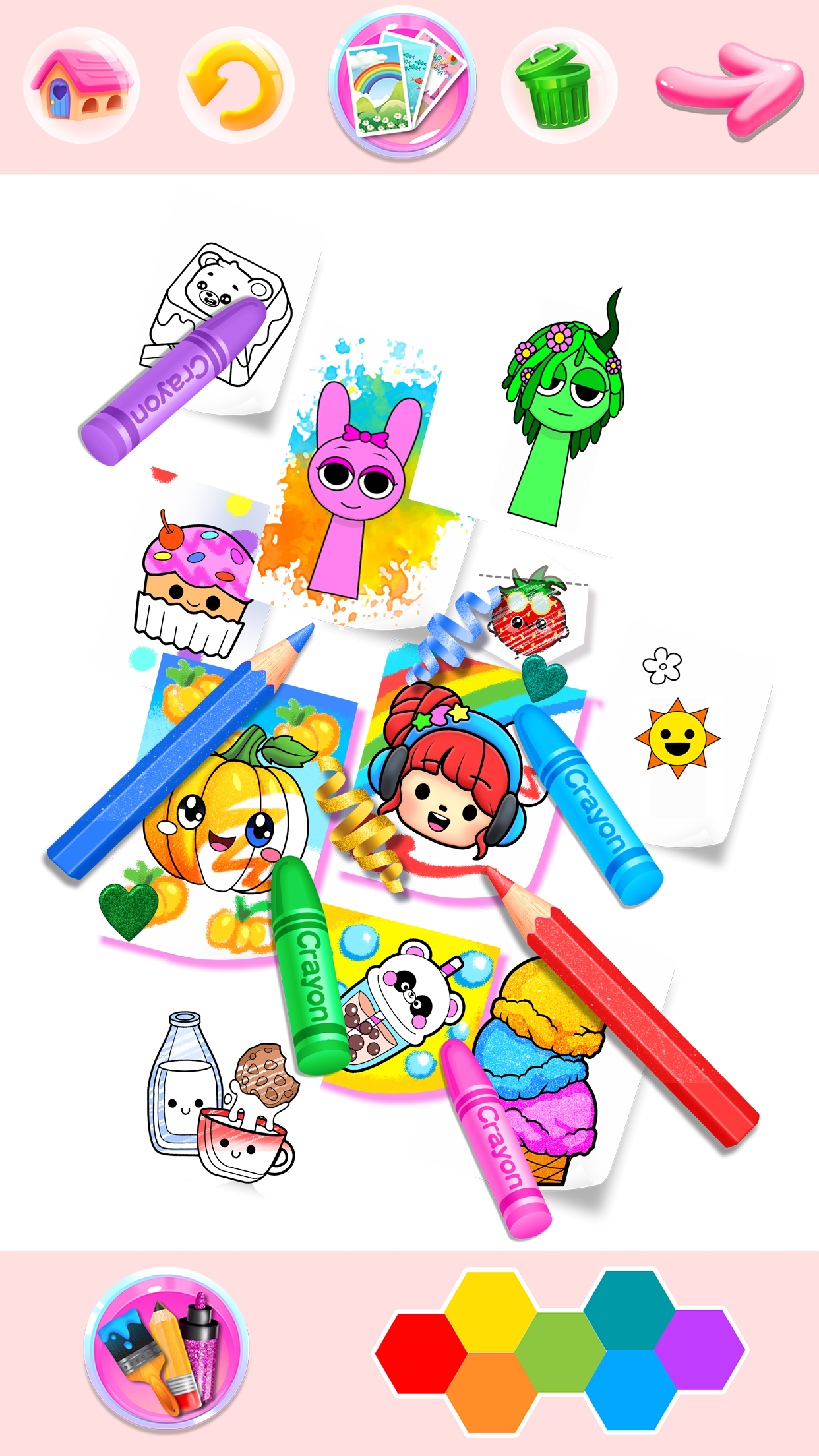 اسکرین شات 6 برنامه Rainbow Glitter Coloring Book