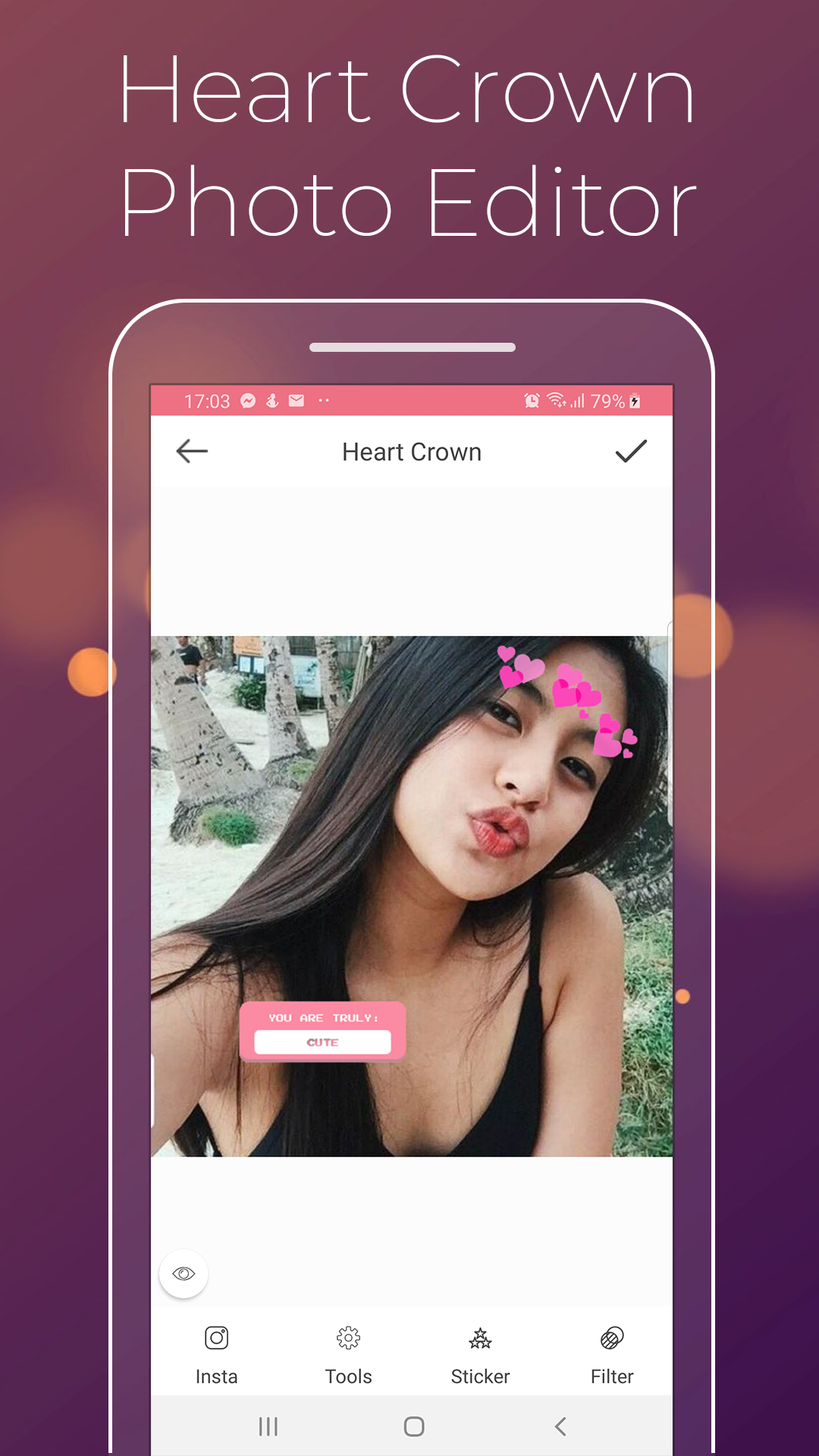 اسکرین شات 1 برنامه Cat Face - Heart Crown Photo