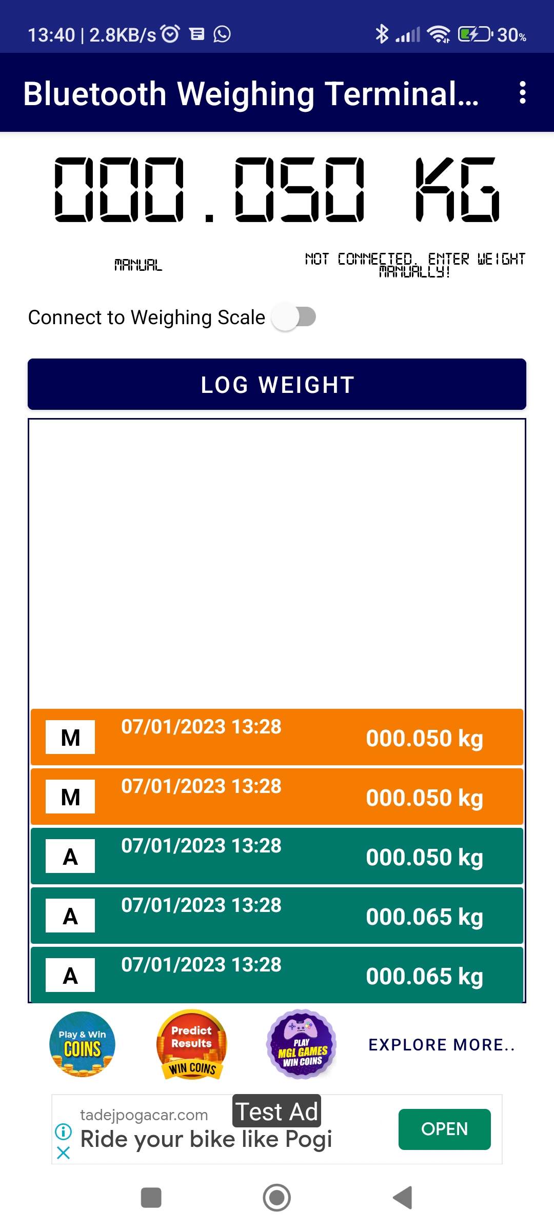 اسکرین شات 5 برنامه BT Weighing Scale Terminal 2.0