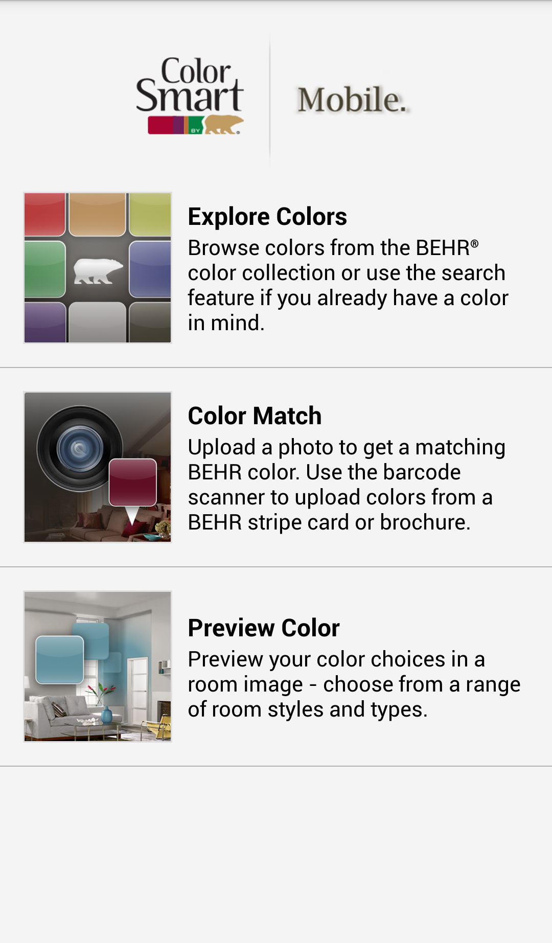 اسکرین شات 1 برنامه ColorSmart by BEHR® Mobile