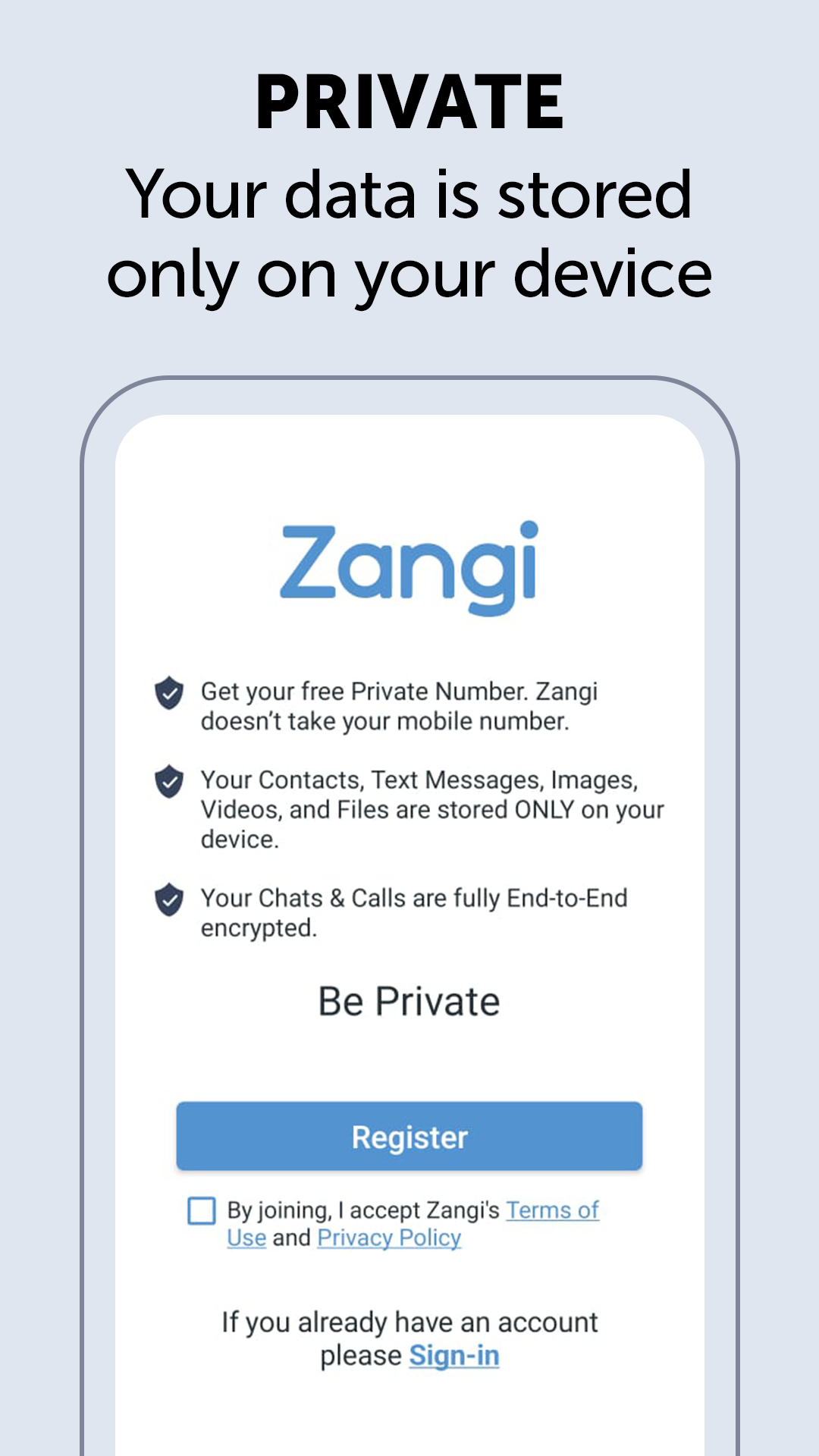 اسکرین شات 1 برنامه Zangi Private Messenger