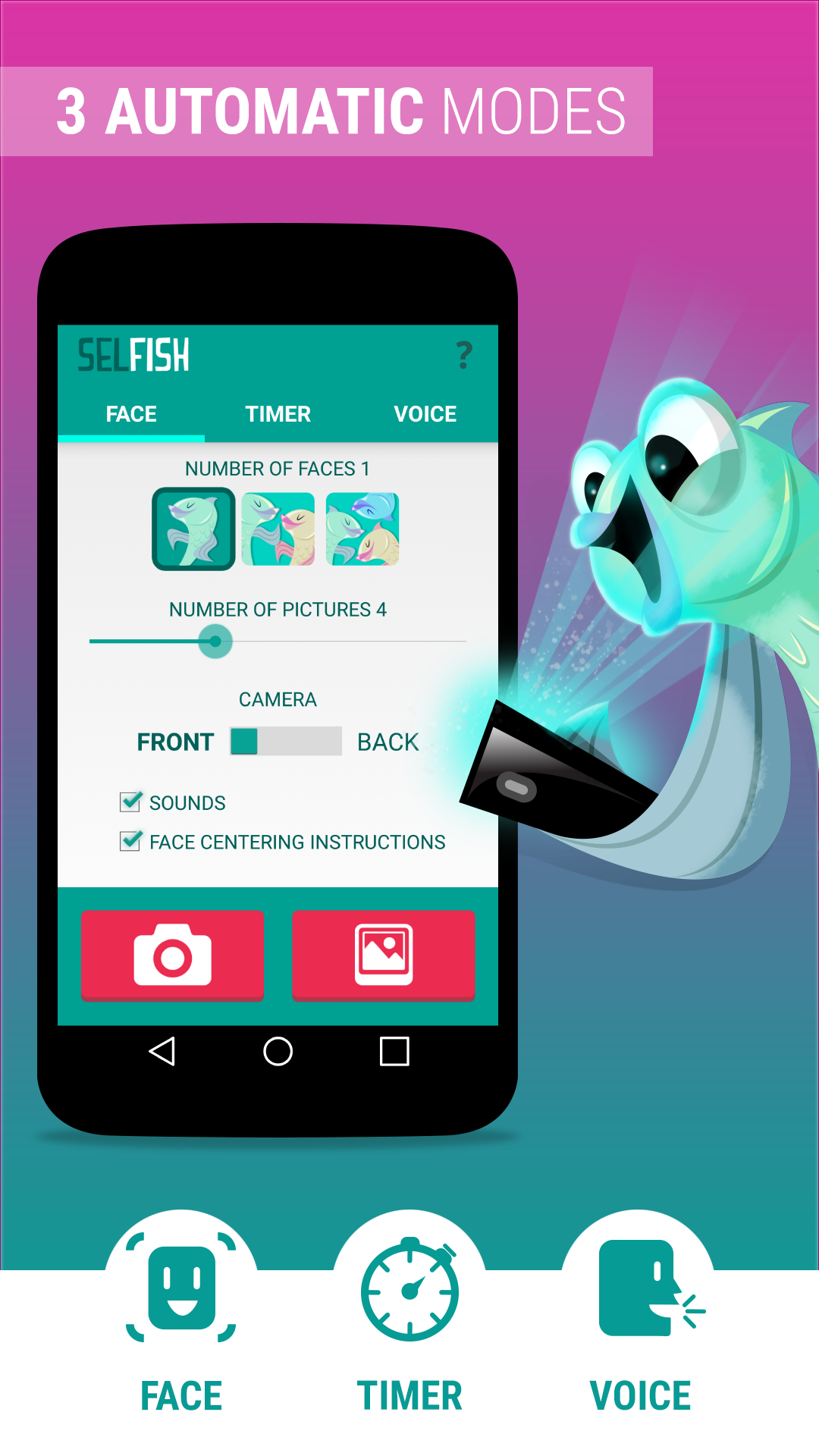 اسکرین شات 3 برنامه Selfish - Selfie Camera