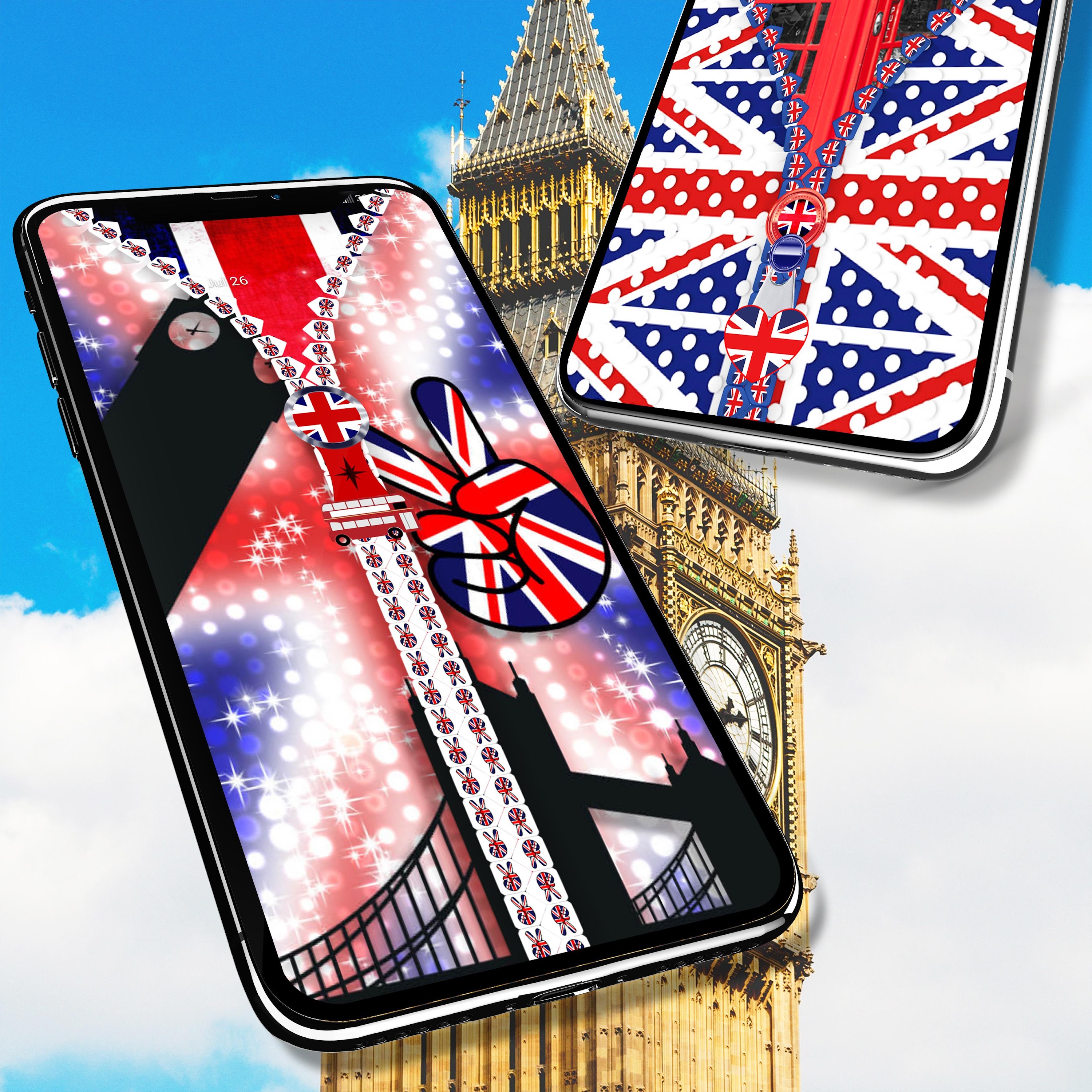 اسکرین شات 2 برنامه UK Flag Zipper Lock Screen