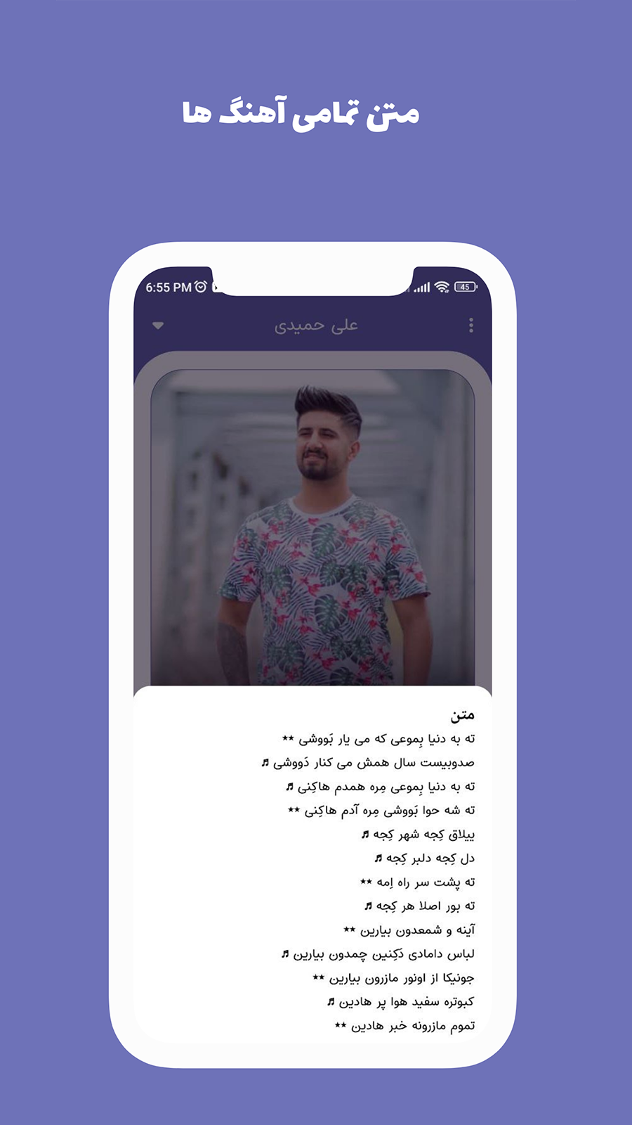 اسکرین شات 4 برنامه آهنگ های علی حمیدی آفلاین