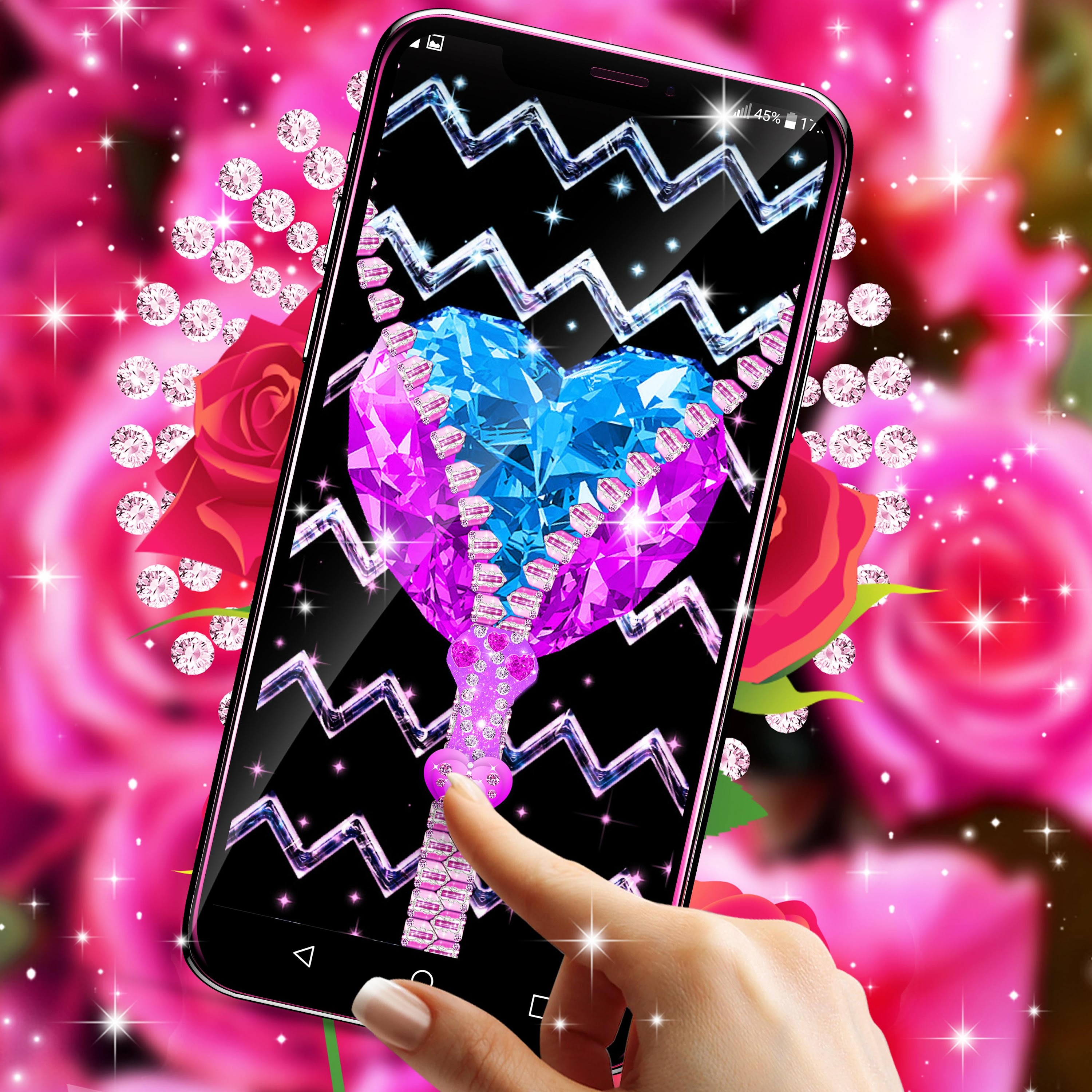 اسکرین شات 4 برنامه Zipper diamond flower locker