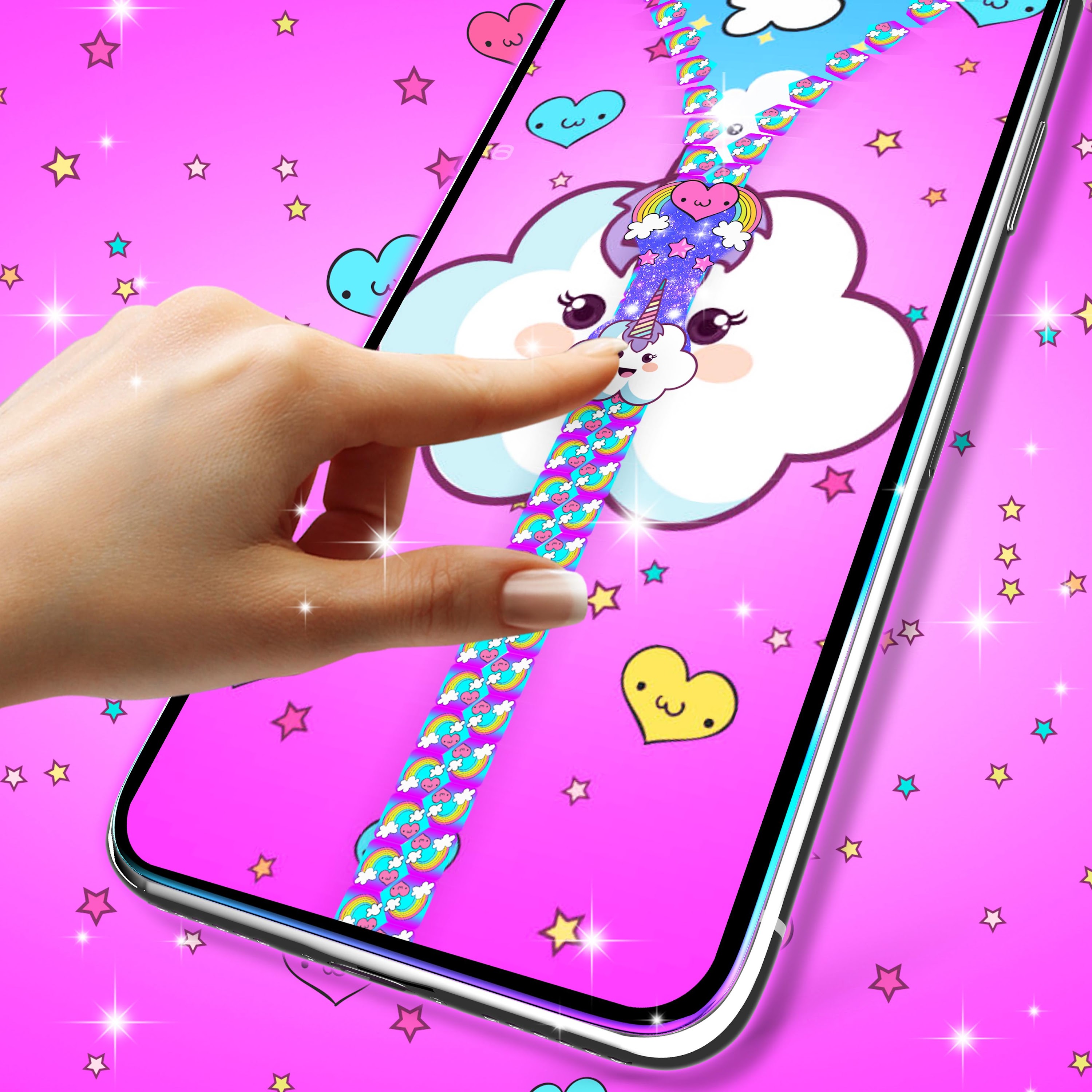 اسکرین شات 5 برنامه Kawaii zipper lock screen