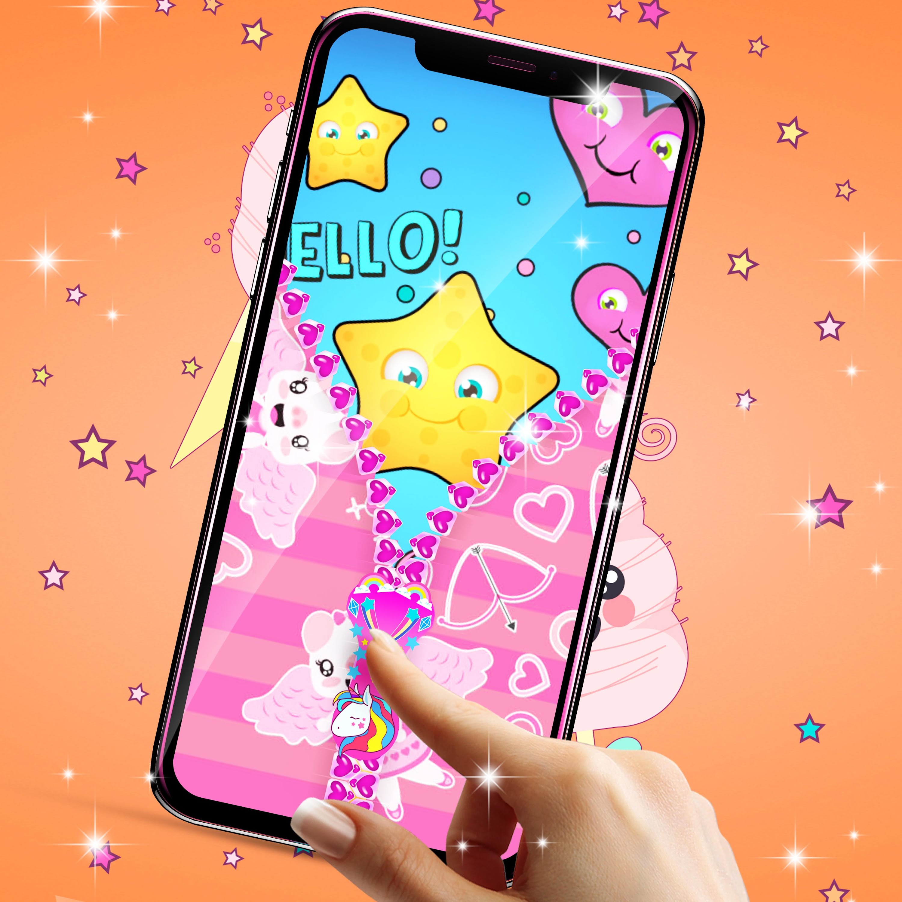 اسکرین شات 6 برنامه Kawaii zipper lock screen