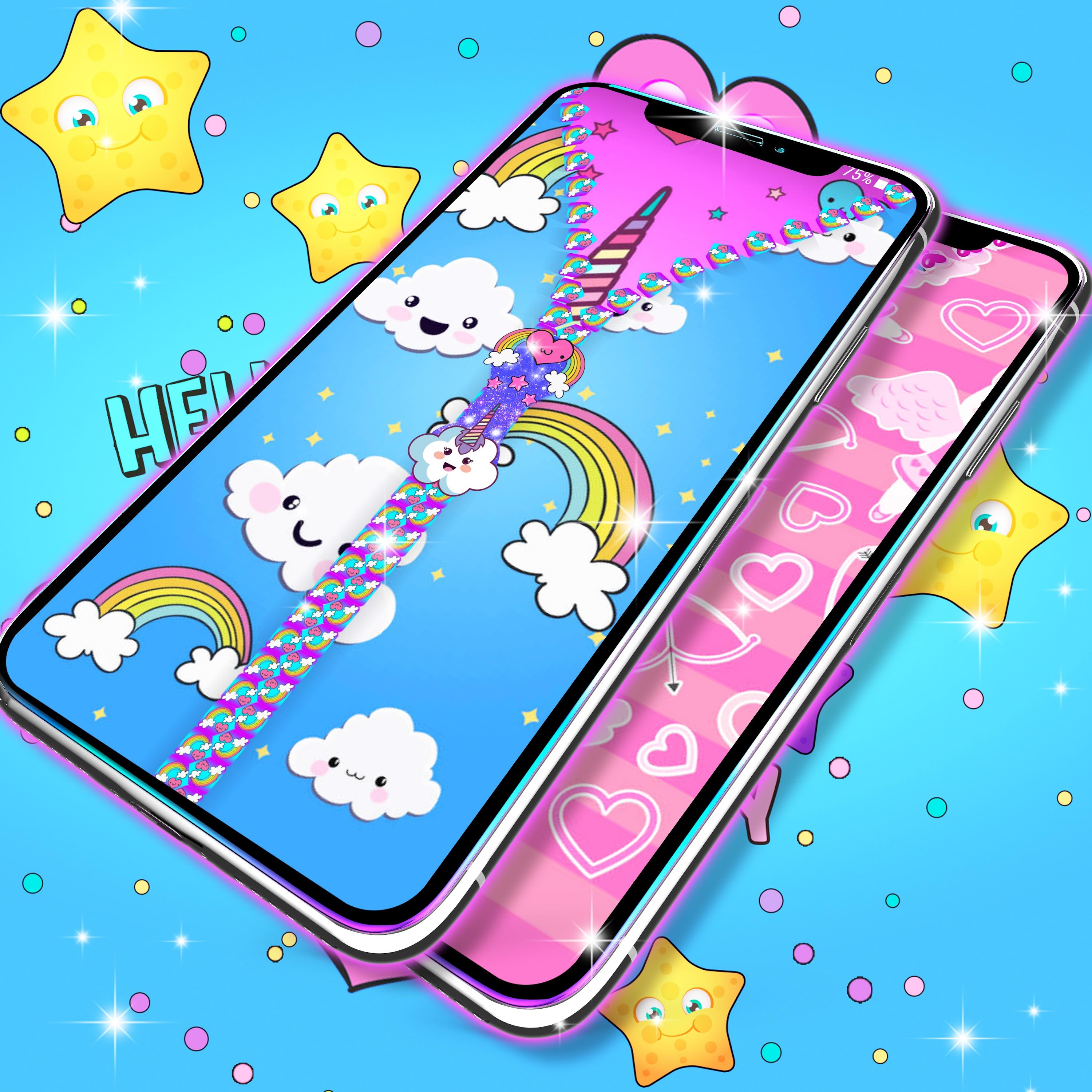 اسکرین شات 2 برنامه Kawaii zipper lock screen