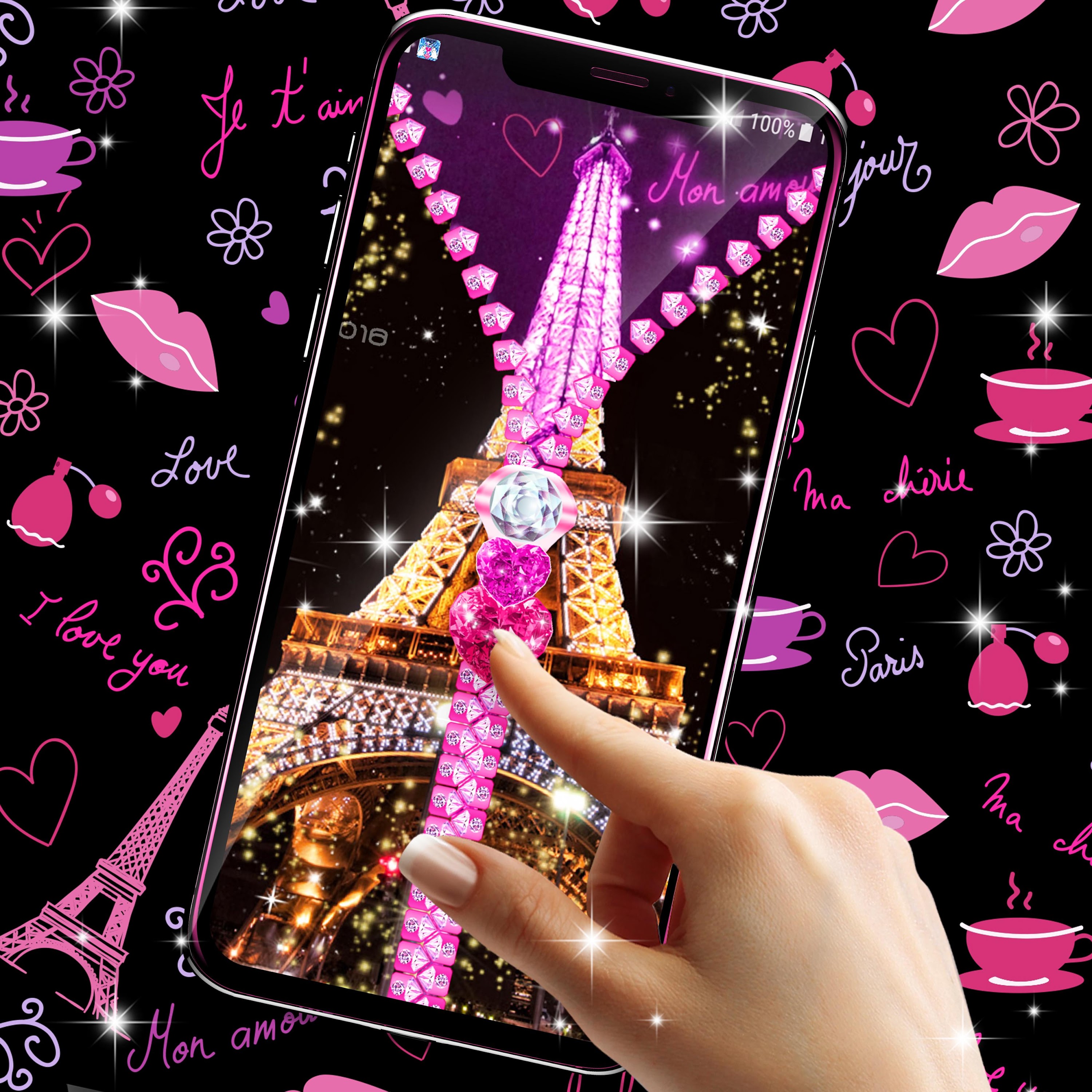 اسکرین شات 8 برنامه Paris zipper lock screen