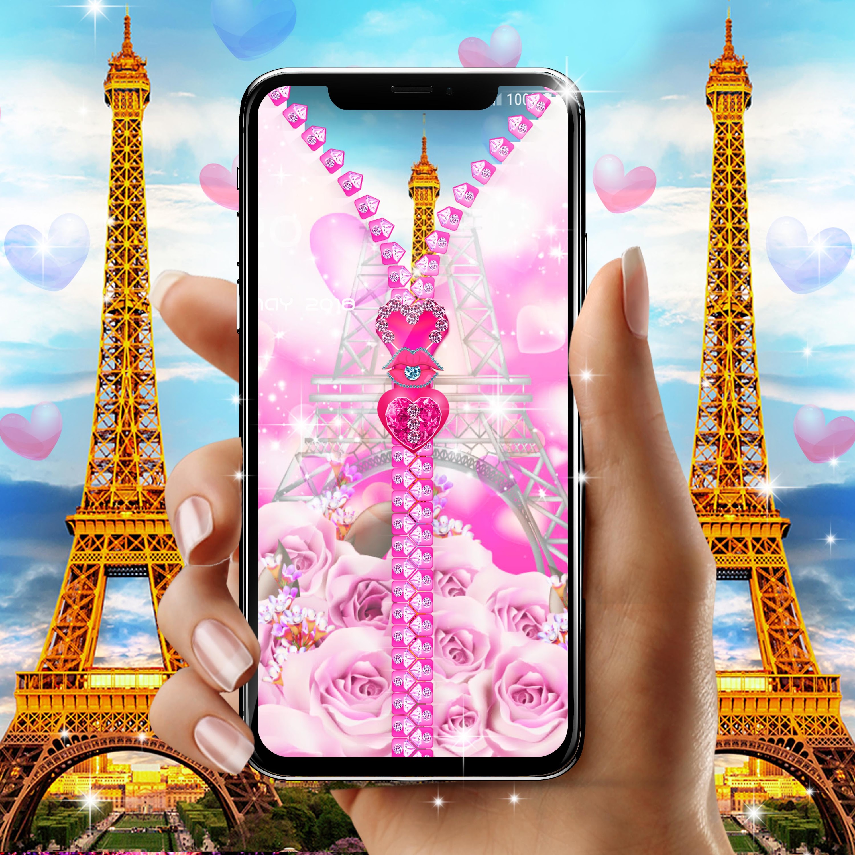 اسکرین شات 4 برنامه Paris zipper lock screen