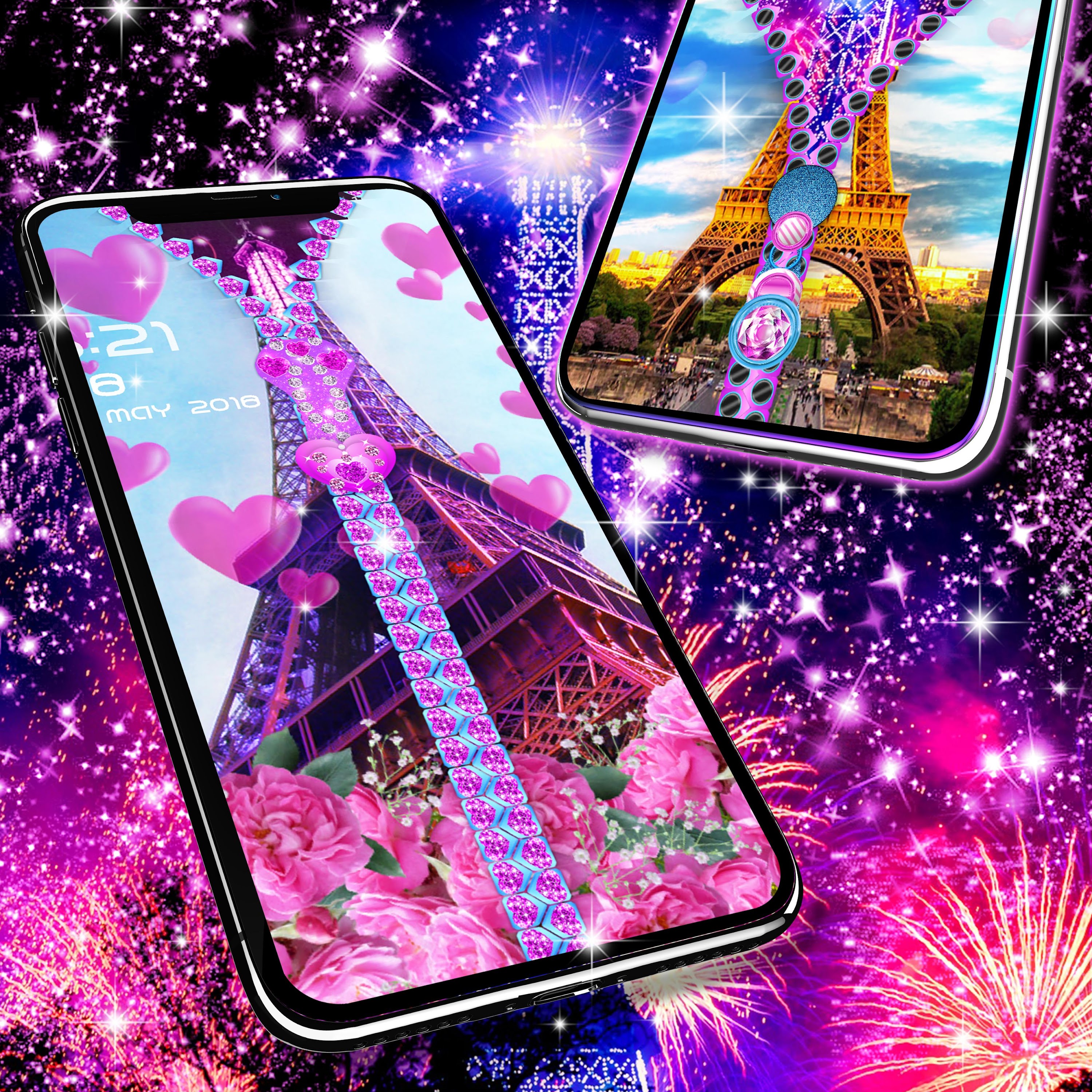 اسکرین شات 3 برنامه Paris zipper lock screen