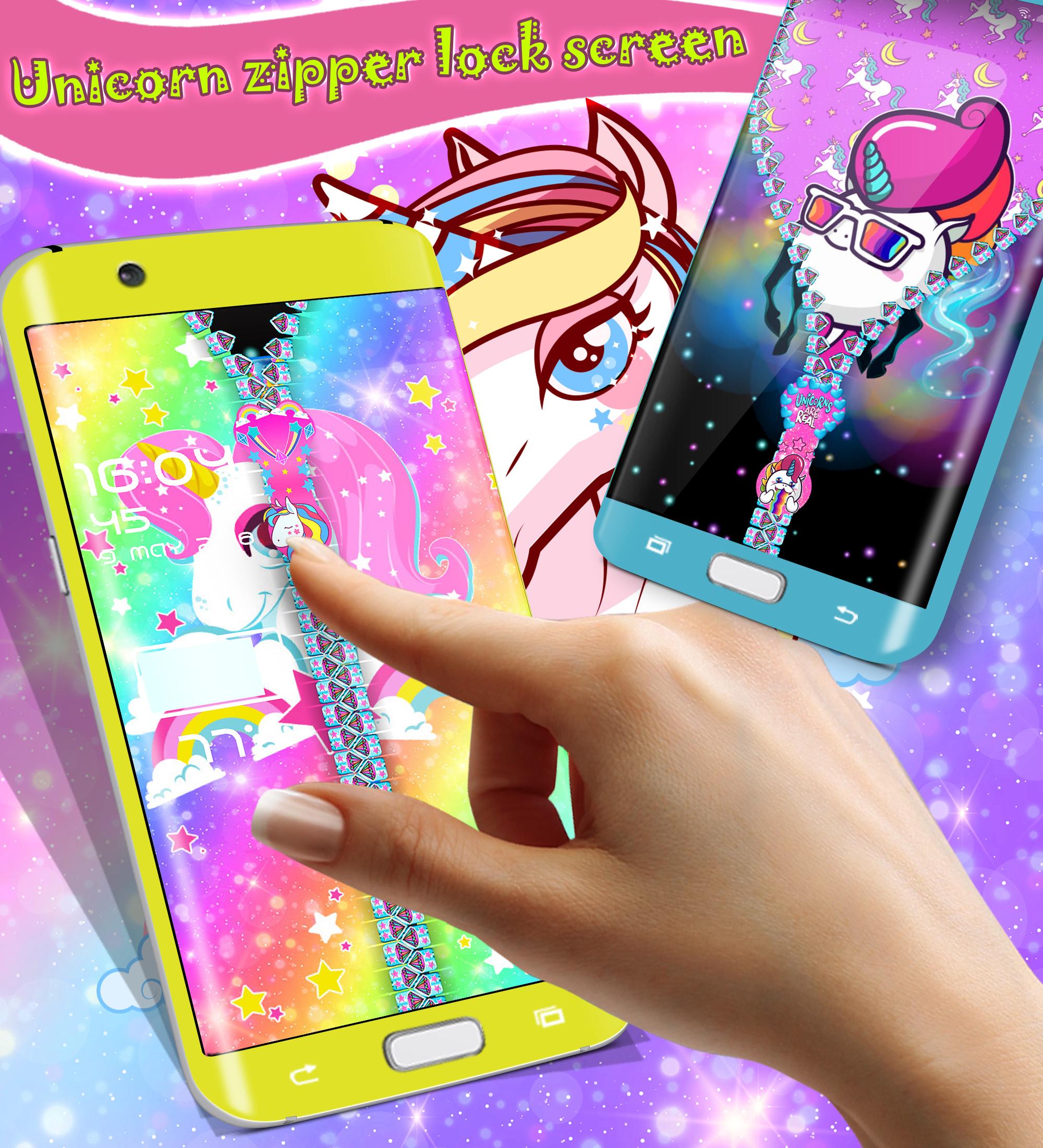 اسکرین شات 1 برنامه Unicorn zipper lock screen