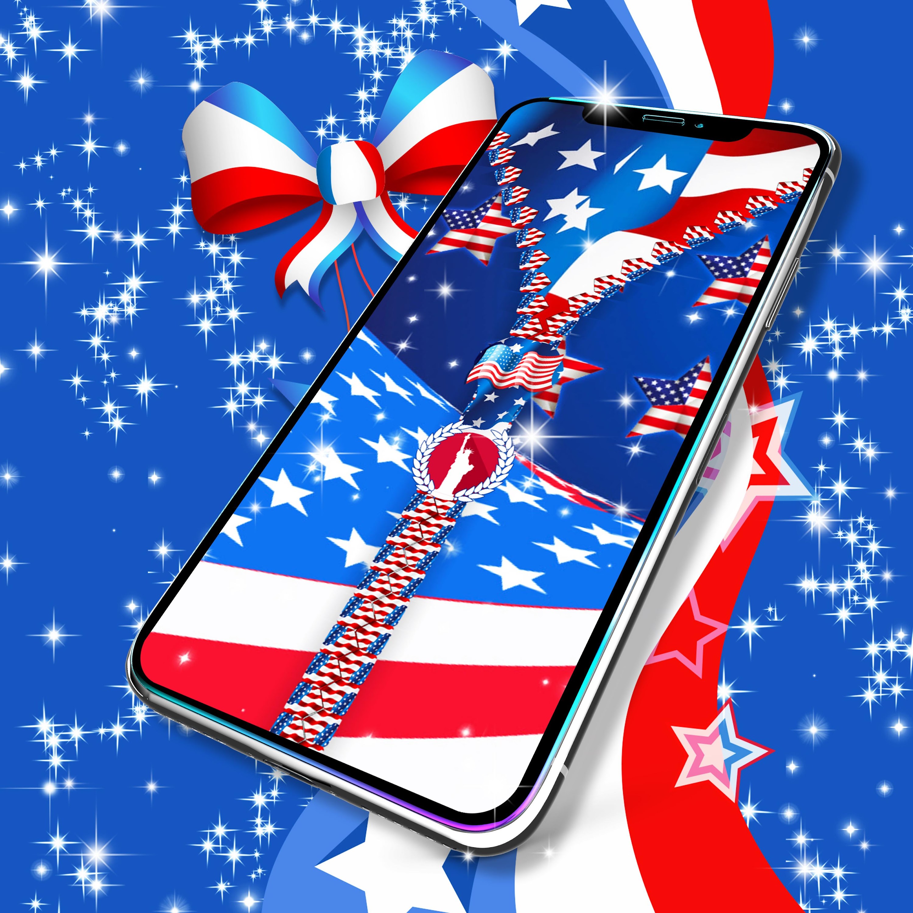 اسکرین شات 6 برنامه USA flag zipper lock screen
