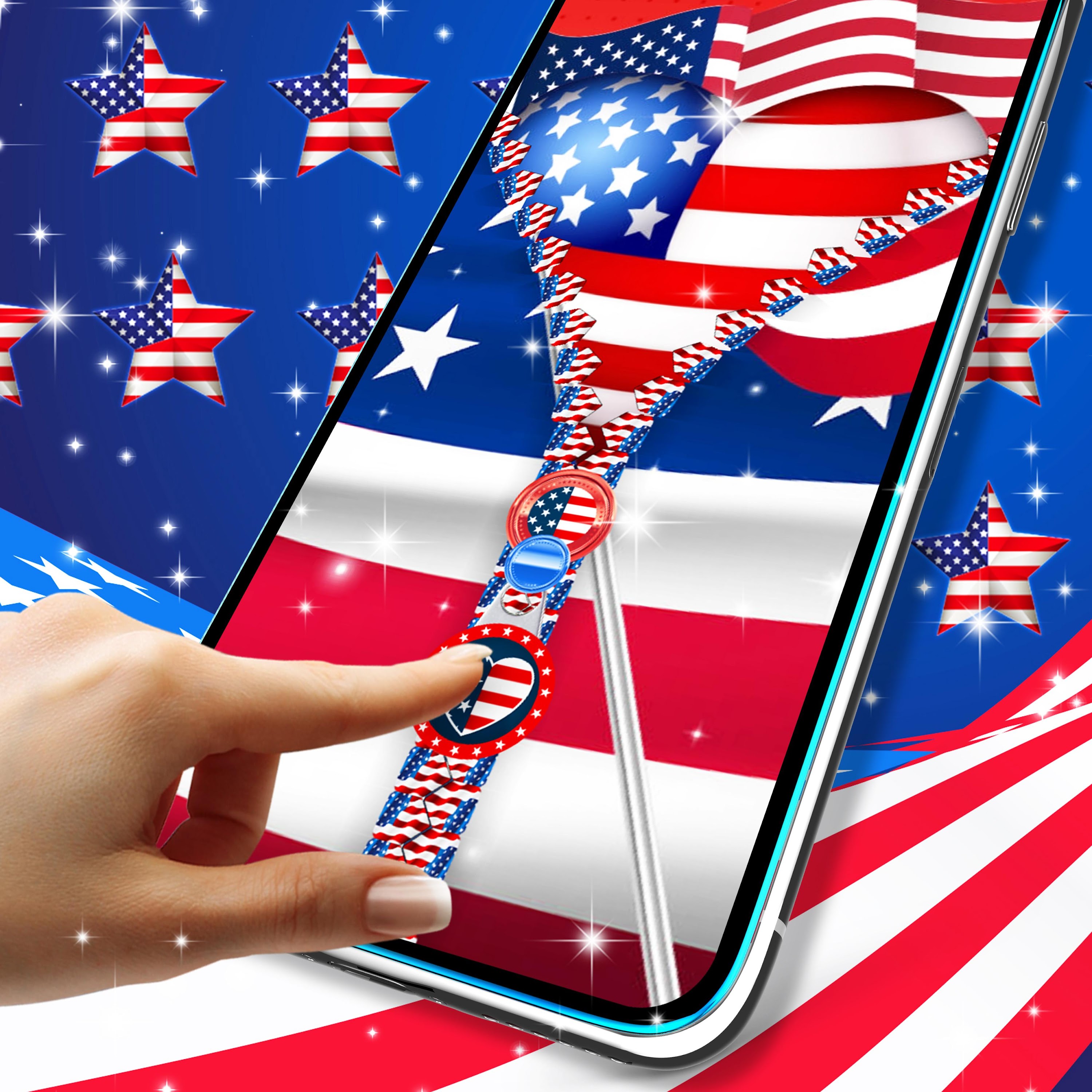 اسکرین شات 1 برنامه USA flag zipper lock screen