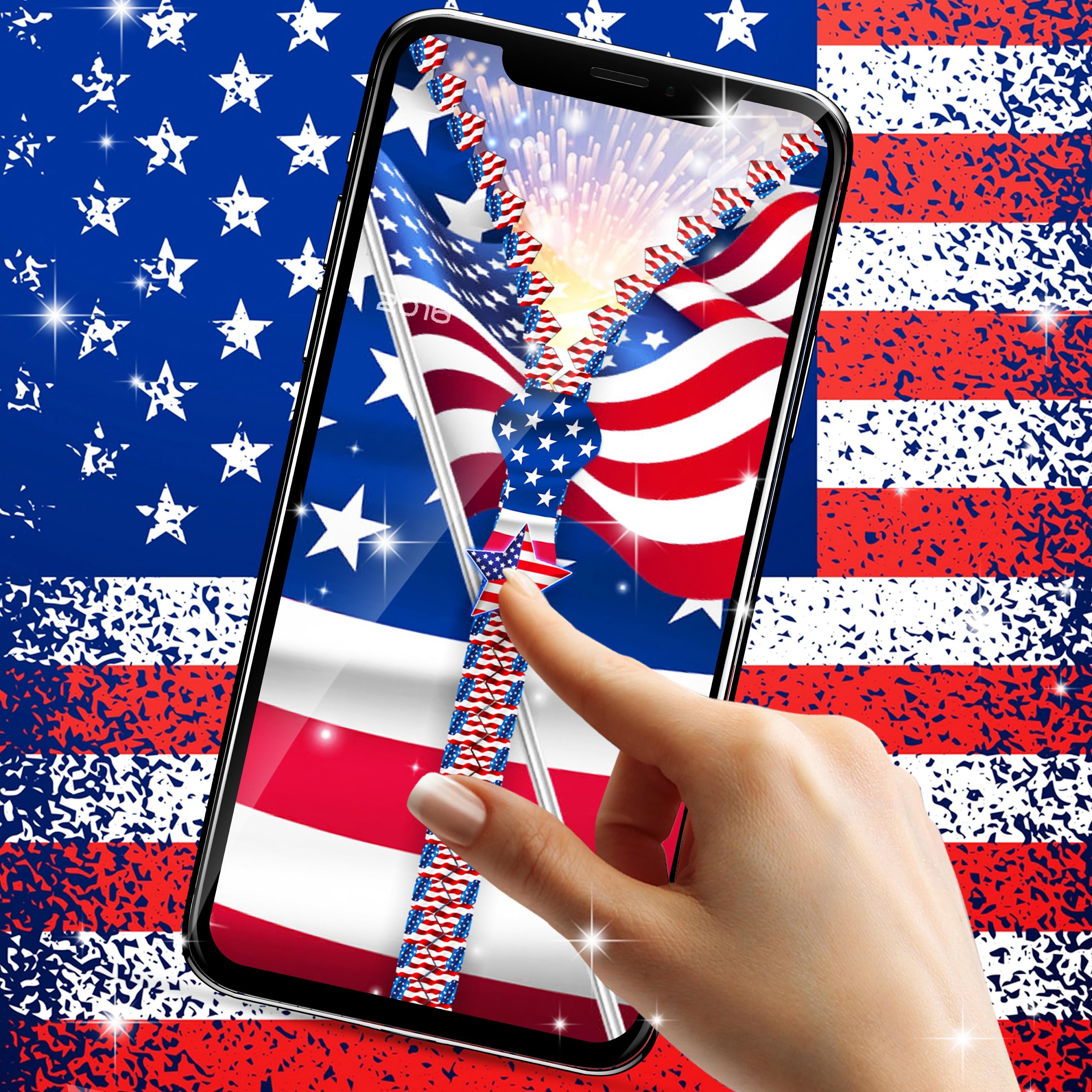 اسکرین شات 3 برنامه USA flag zipper lock screen