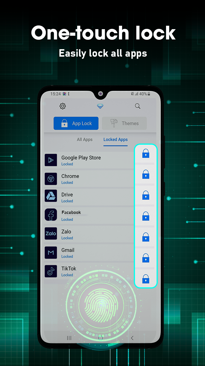 اسکرین شات 2 برنامه App Lock : Fingerprint & Pin