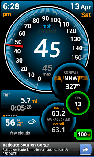 اسکرین شات 1 برنامه Ulysse Speedometer