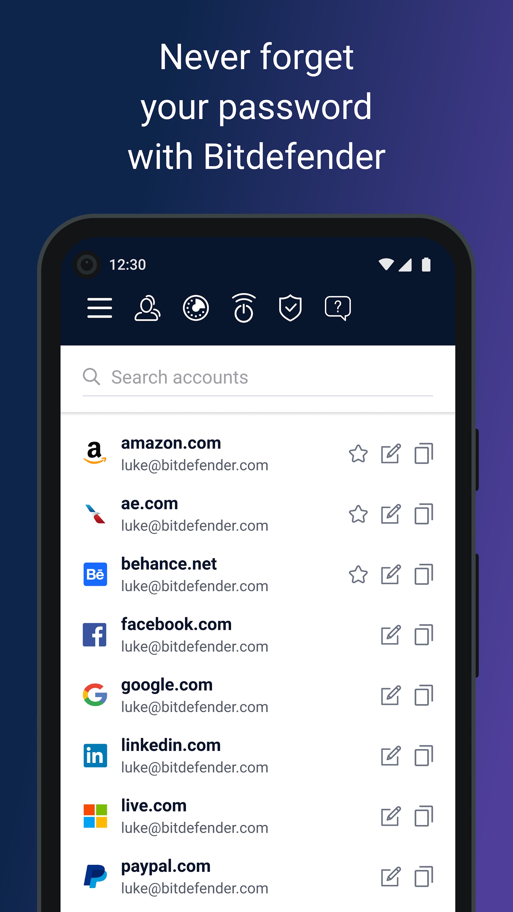 اسکرین شات 1 برنامه Bitdefender Password Manager