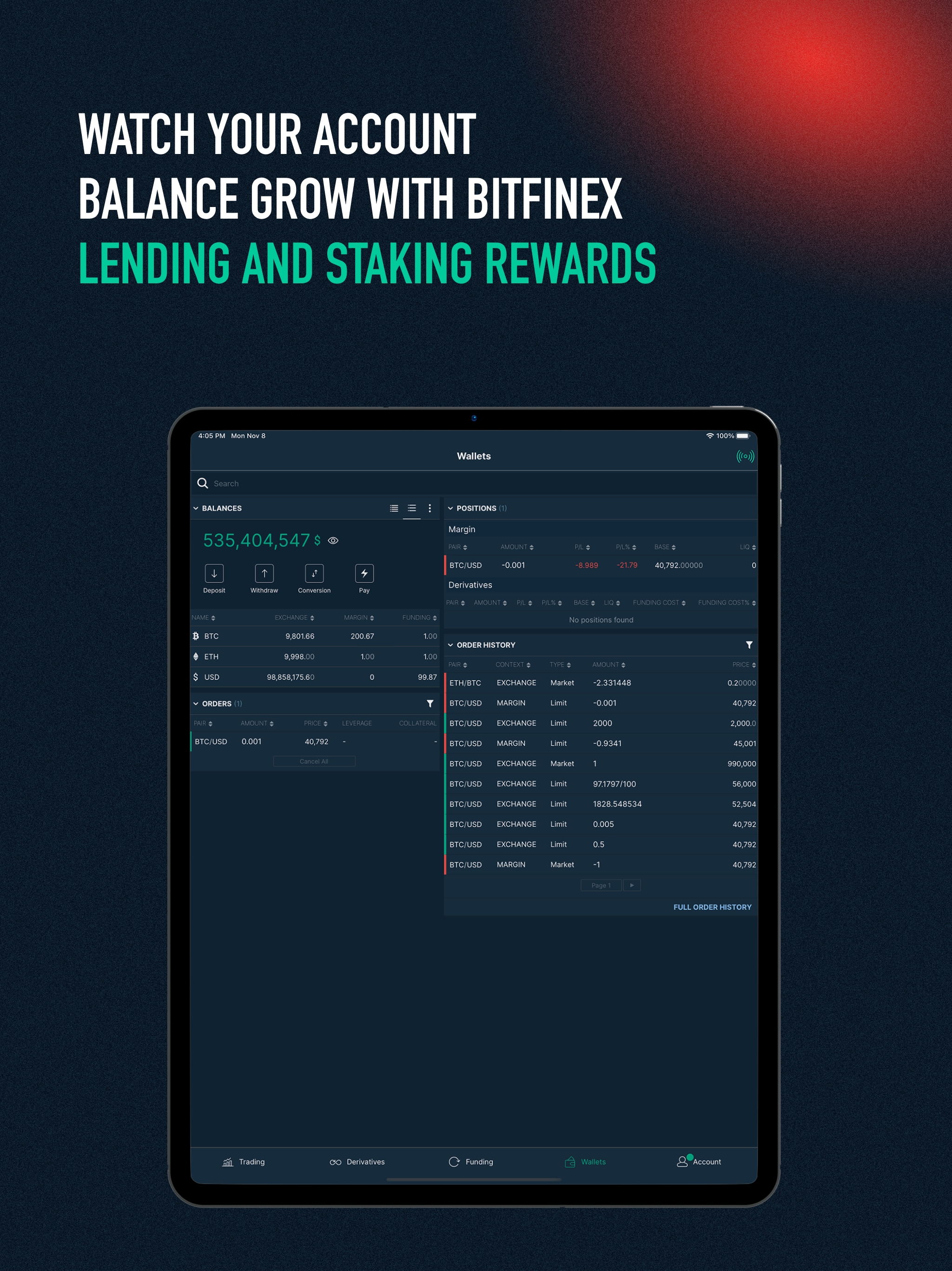اسکرین شات 4 برنامه Bitfinex: Trade Digital Assets