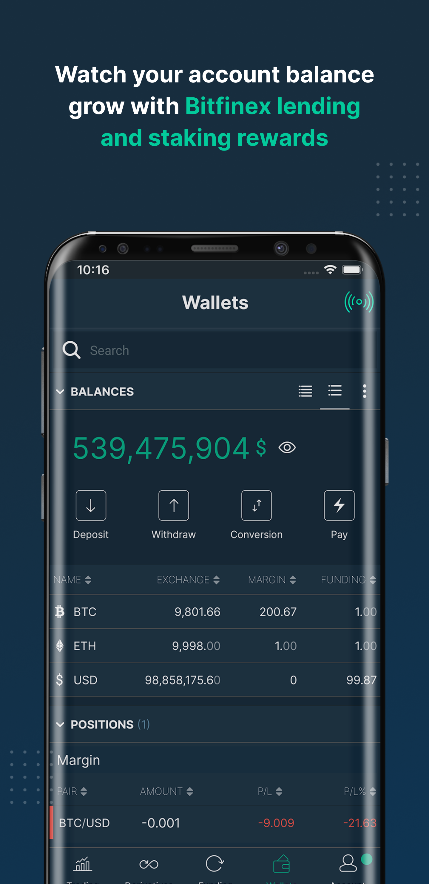 اسکرین شات 4 برنامه Bitfinex: Trade Digital Assets